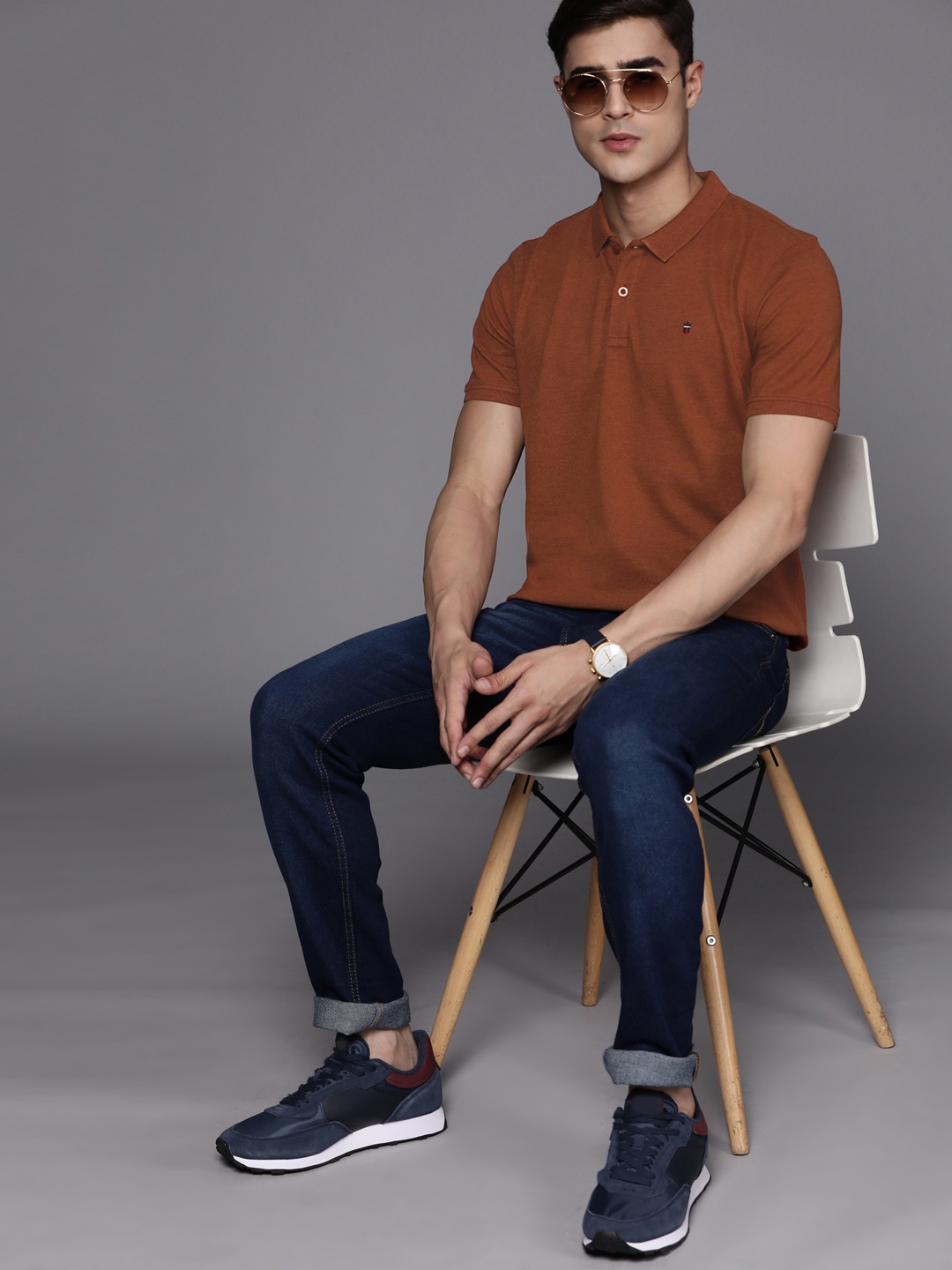 

Louis Philippe Sport Men Polo Collar Slim Fit T-shirt, Rust