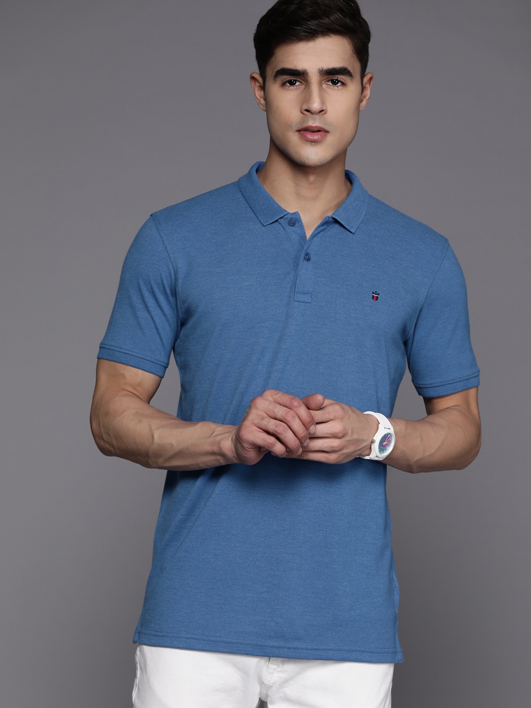 

Louis Philippe Sport Men Polo Collar Slim Fit T-shirt, Blue