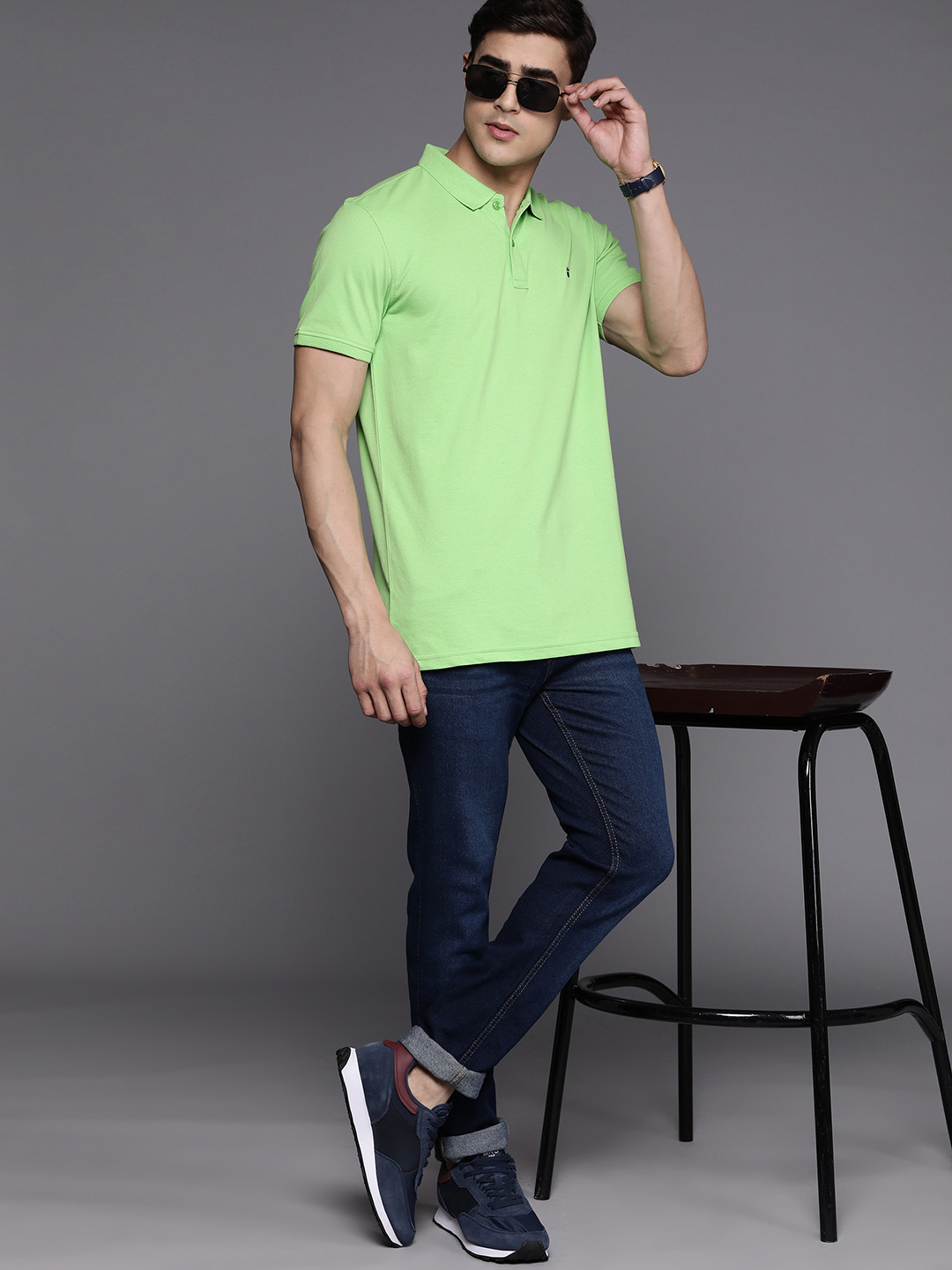 

Louis Philippe Sport Men Polo Collar Slim Fit T-shirt, Lime green