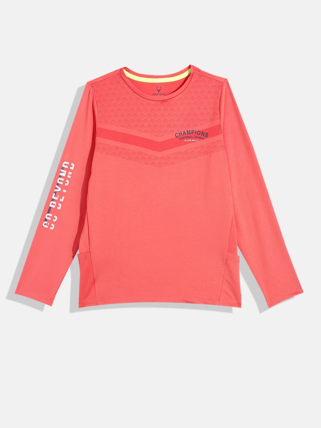 

Allen Solly Junior Boys Moisture Wicking Geometric Printed Football T-shirt, Coral
