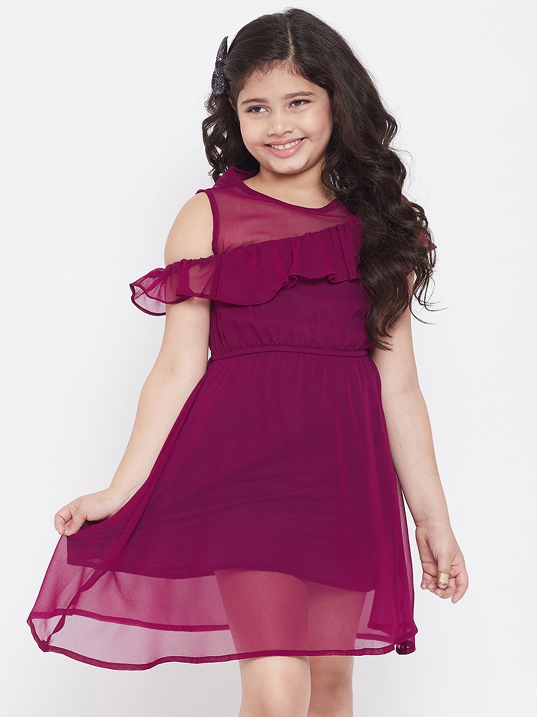 

Stylo Bug Girls Ruffled Dress, Burgundy
