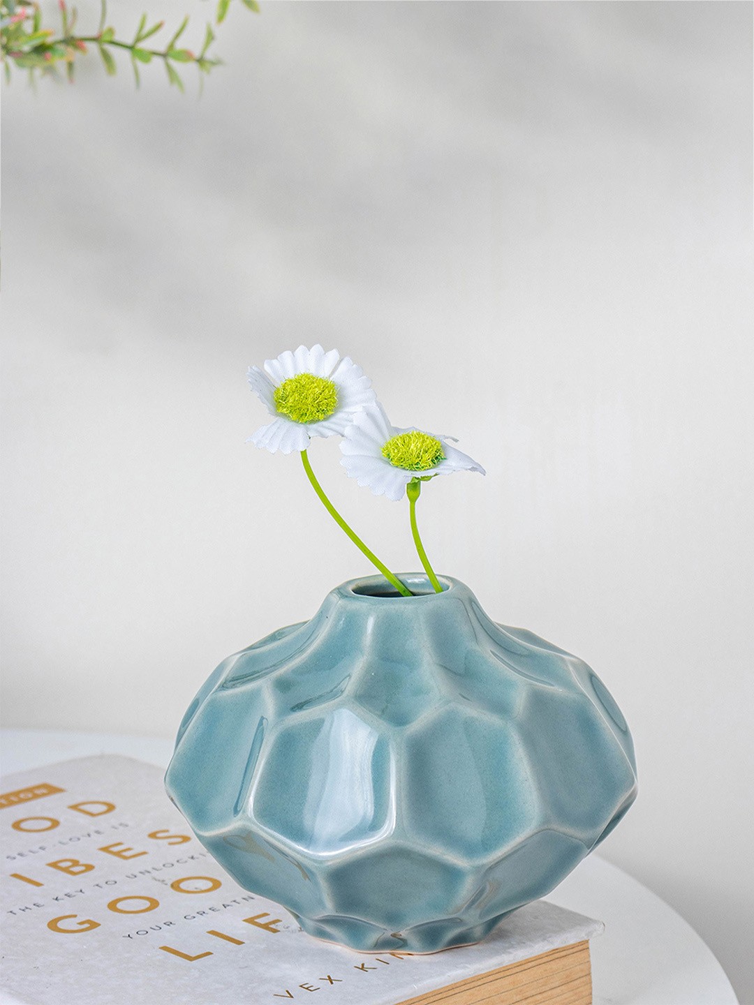 

Nestasia Teal Blue Textured Ceramic Flower Vases