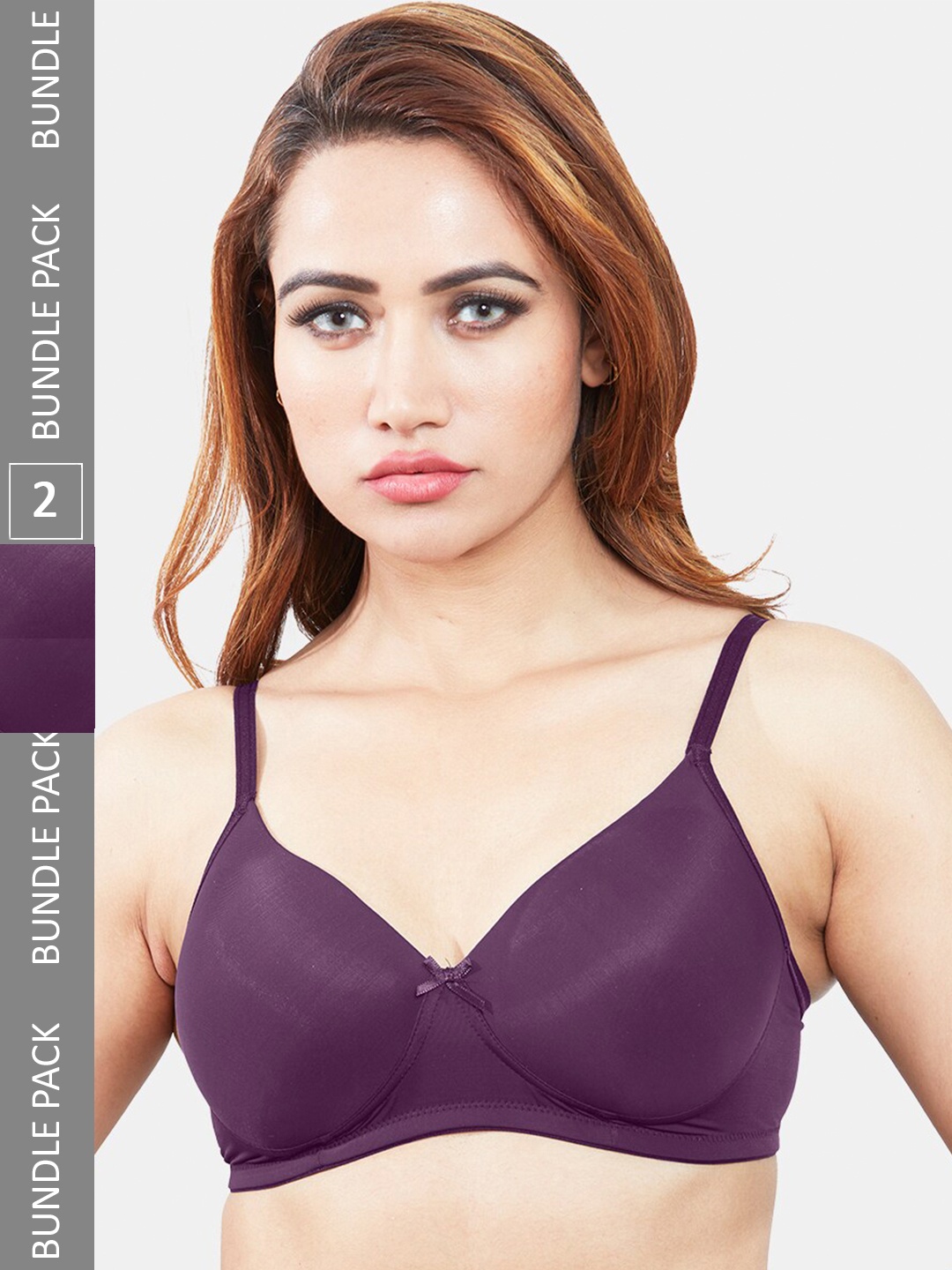 

Sonari Pack Of 2 Solid Lightly Padded T-shirt Bra, Purple