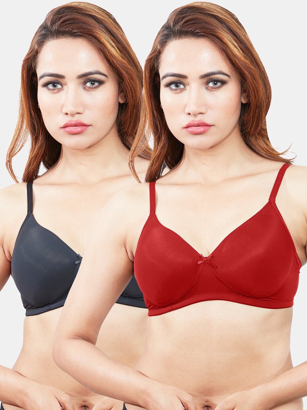 

Sonari Pack Of 2 Lightly Padded Non-Wired T-shirt Bra, Charcoal