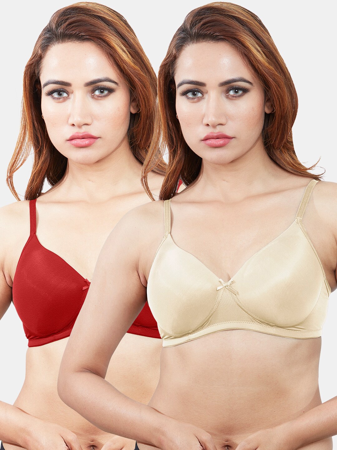 

Sonari Pack Of 2 Lightly Padded Non-Wired T-shirt Bra, Red