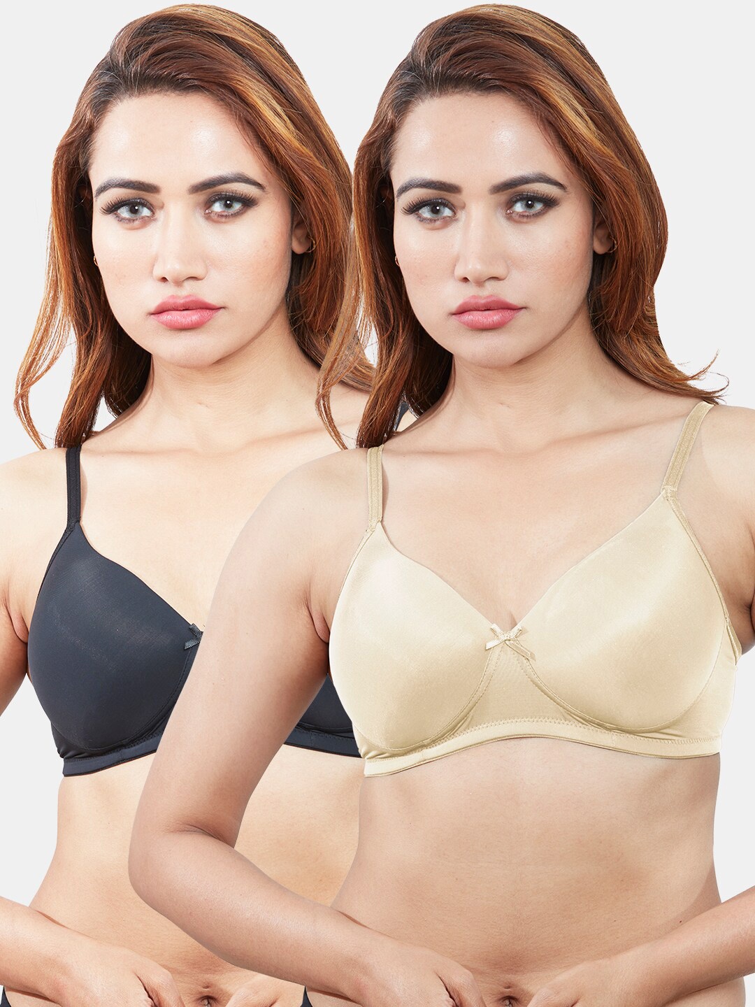 

Sonari Pack Of 2 Lightly Padded Non-Wired T-shirt Bra, Charcoal