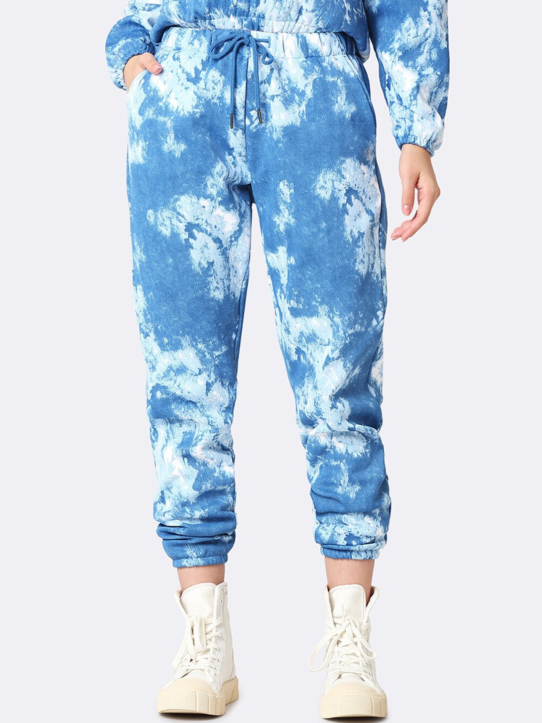 

Van Heusen Athleisure Women Tie & Dye Drawstring Waist Functional Pockets Joggers, Blue