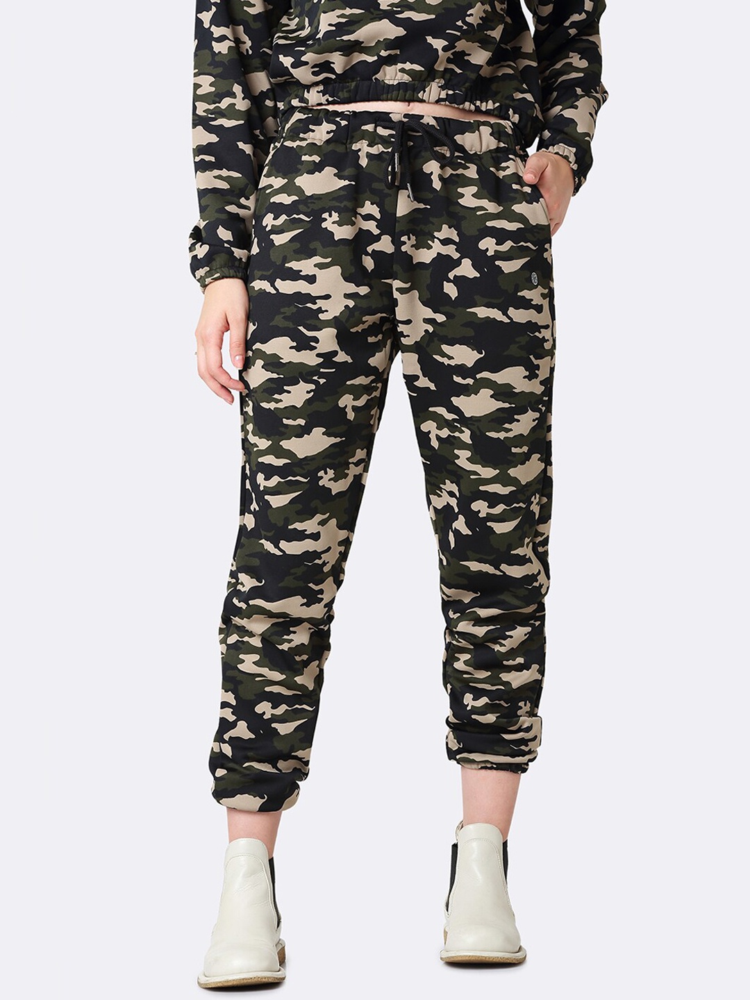 

Van Heusen Athleisure Women Army Camo Drawstring Waist Functional Pockets Joggers, Green