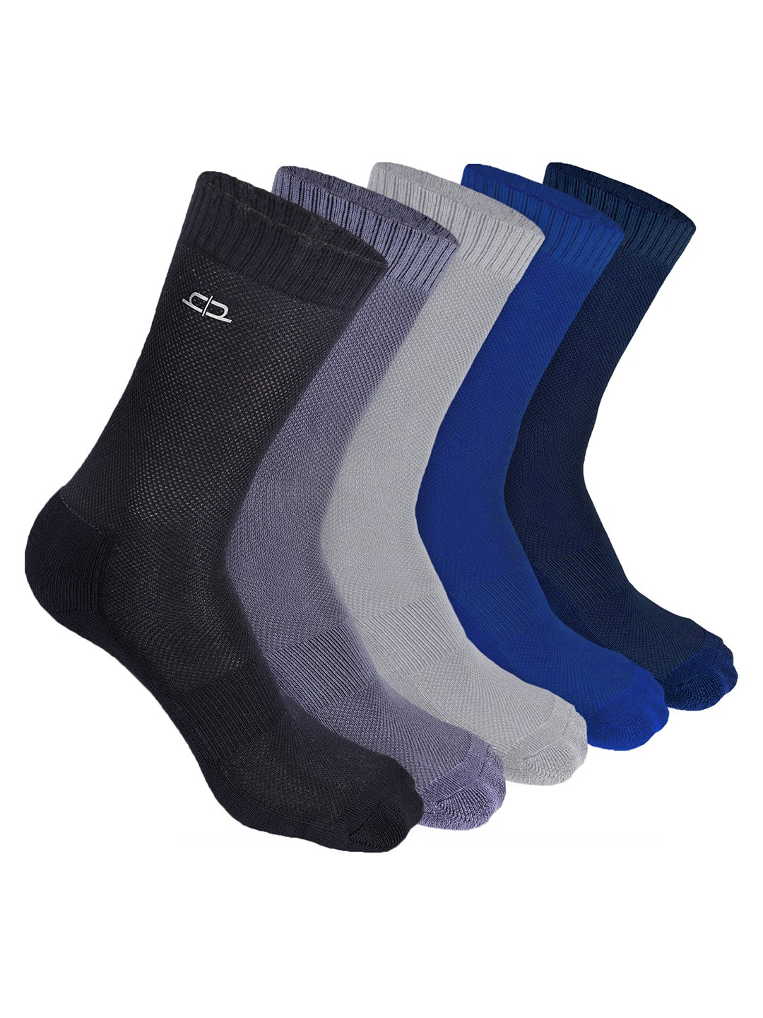 

Heelium Men Pack of 5 Bamboo Super Soft & Odour-Free Breathable Crew-Length Socks, Blue
