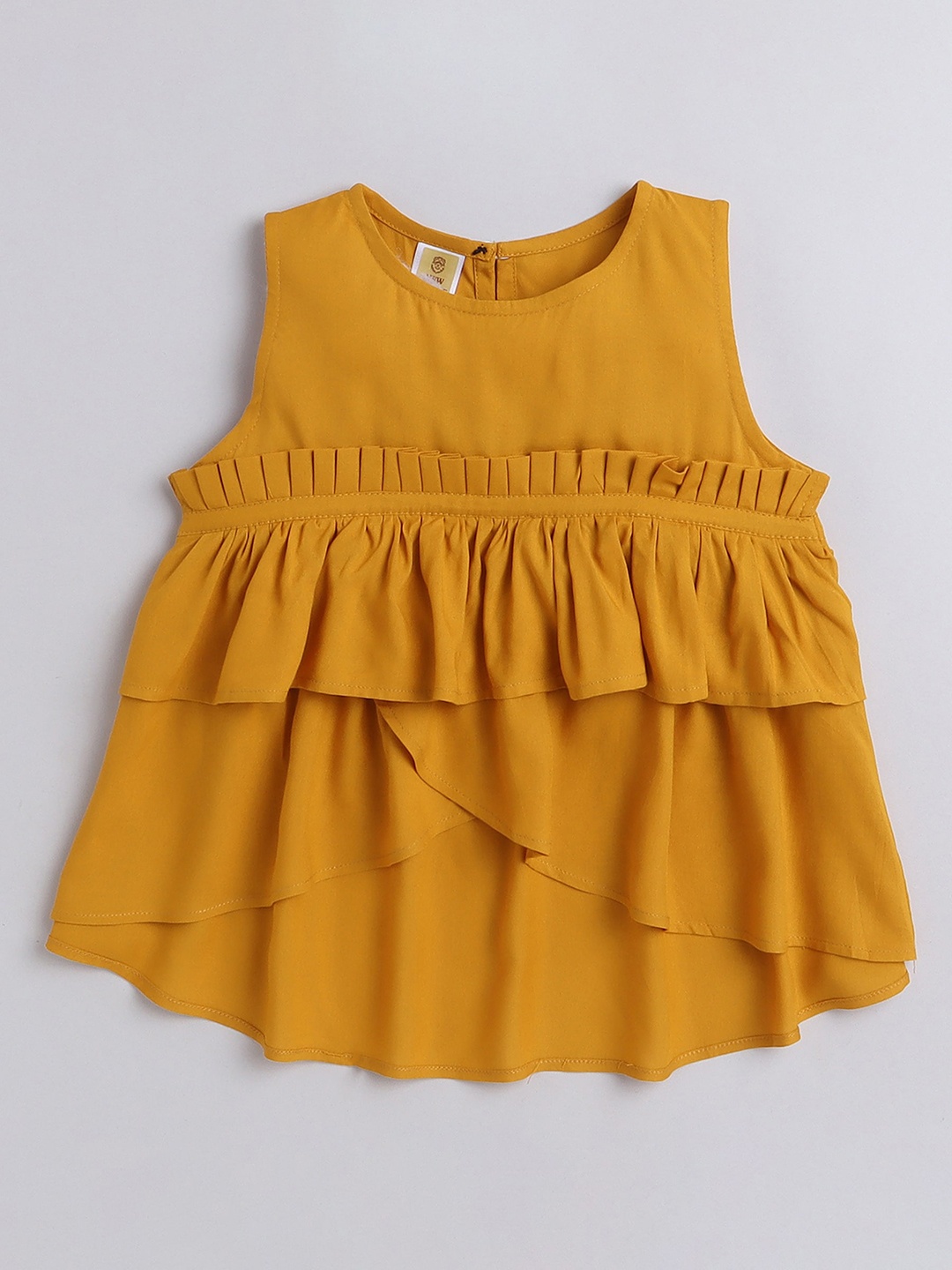 

AWW HUNNIE Ruffles Tiered Pure Cotton Top, Mustard