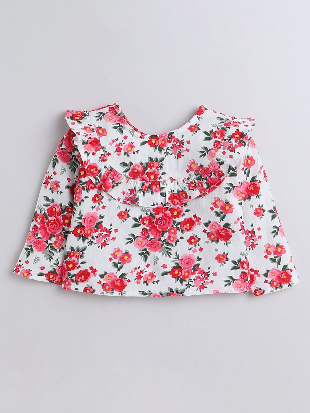 

AWW HUNNIE Girls Floral Print Pure Cotton Top, Red