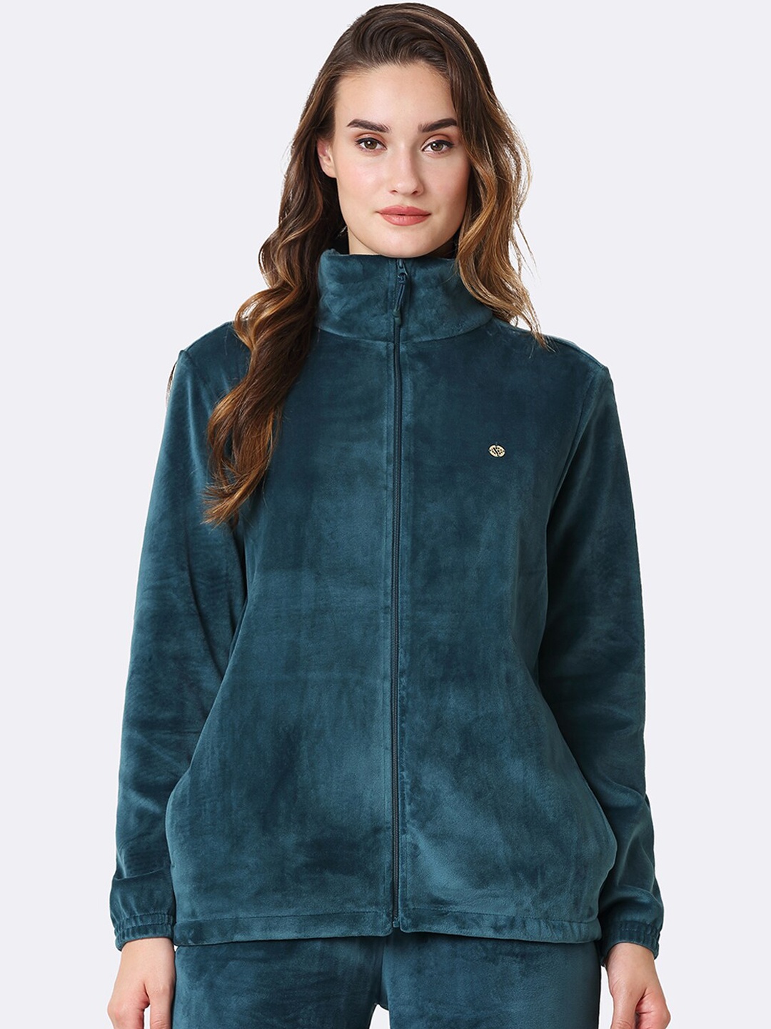 

Van Heusen Athleisure Long Sleeve Mock Collar Velvet Jacket, Teal