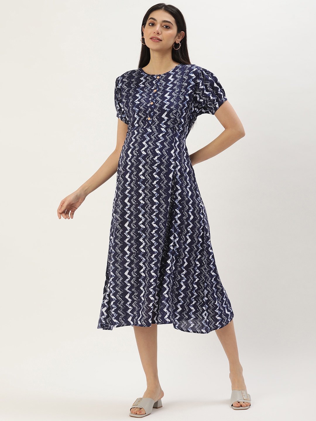 

Nejo Navy Maternity A-Line Midi Dress, Navy blue