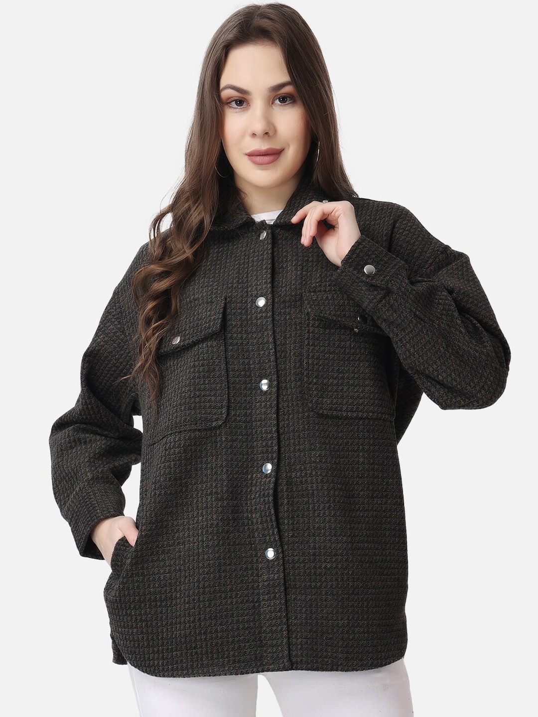 

The Label Bar Women Checked Jacket, Brown