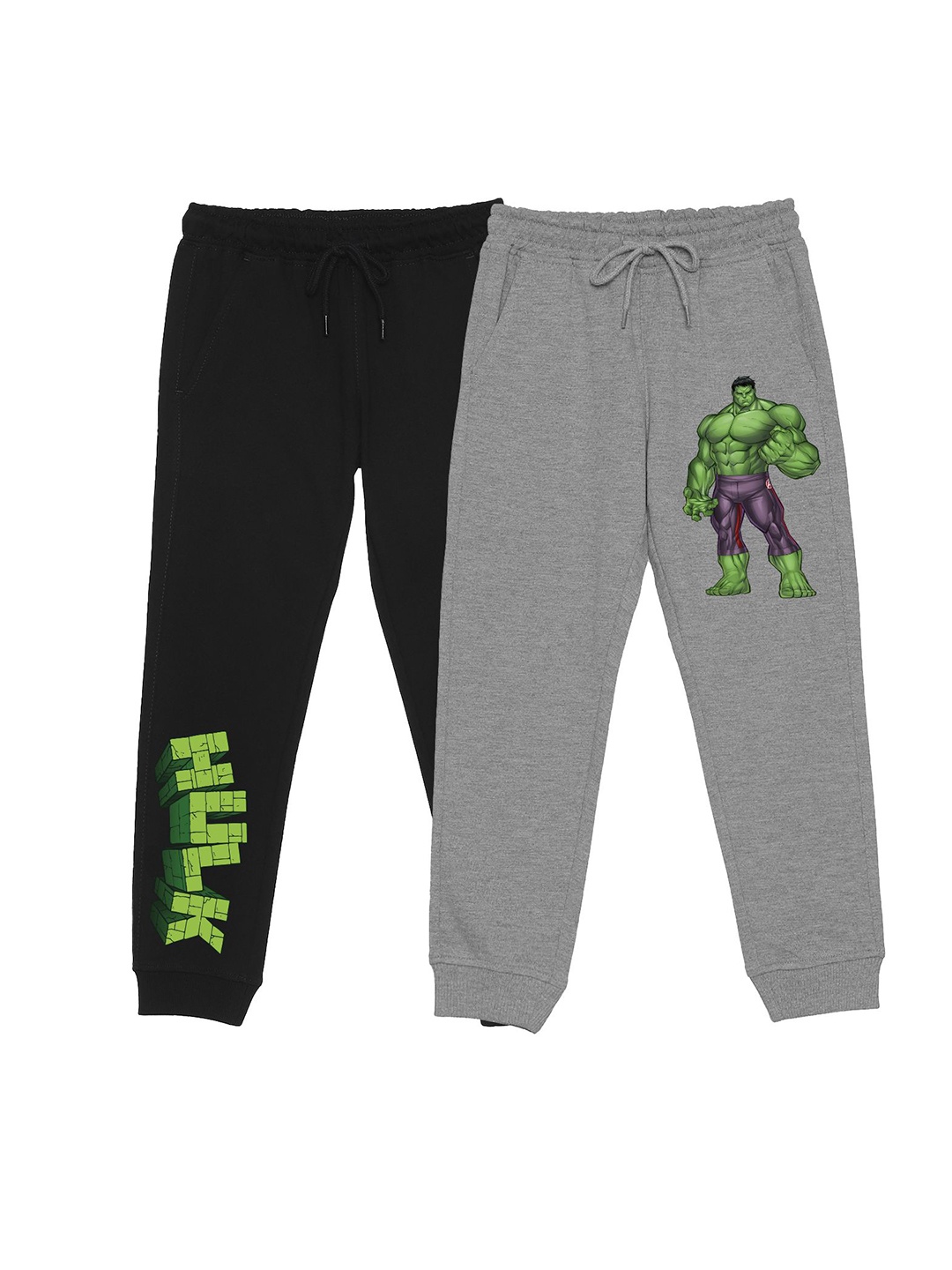 

Marvel by Wear Your Mind Kids Pack Of 2 Hulk Printed Cotton Joggers, Black