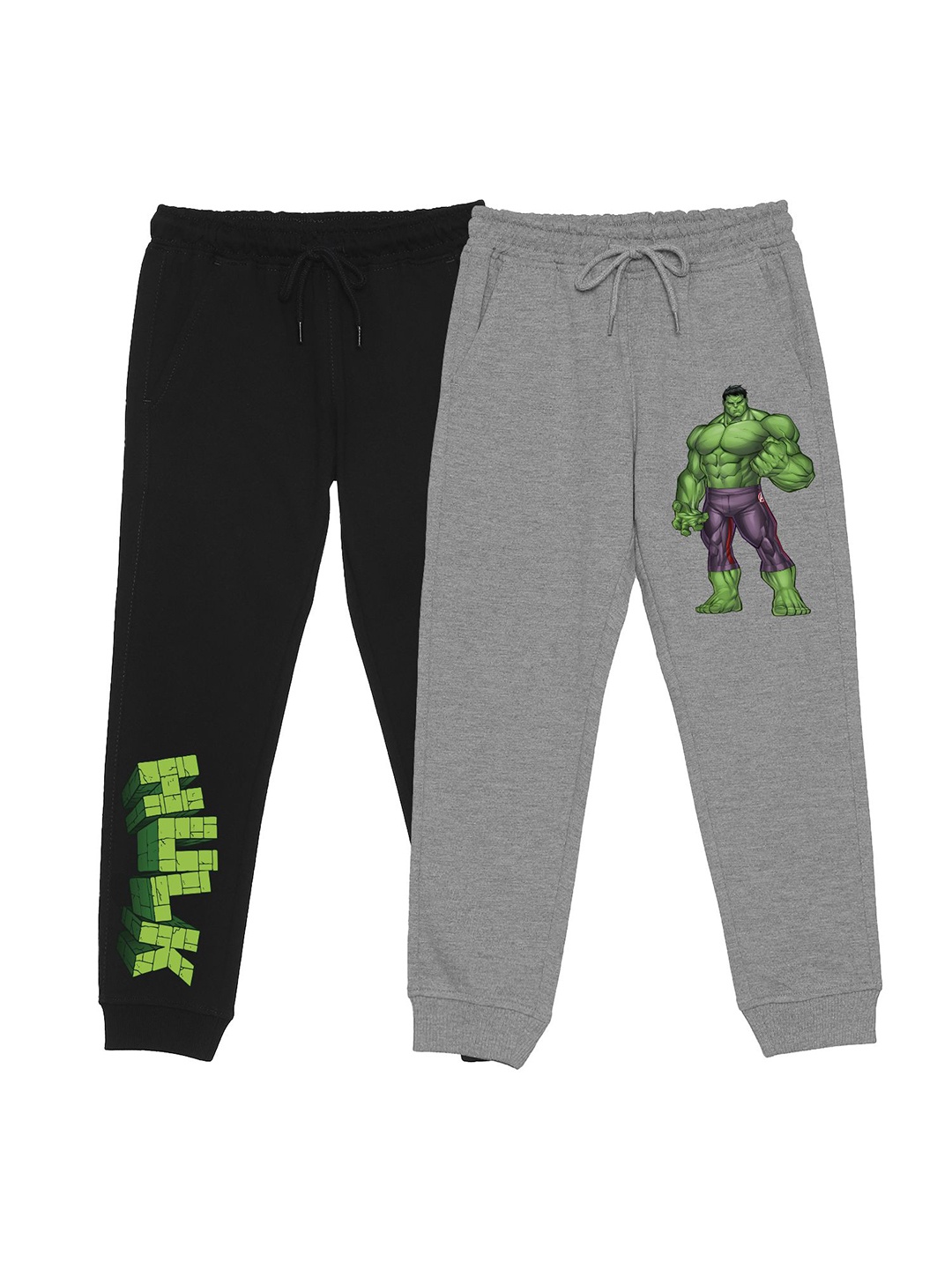 

Marvel by Wear Your Mind Kids Pack Of 2 Hulk Printed Cotton Joggers, Black