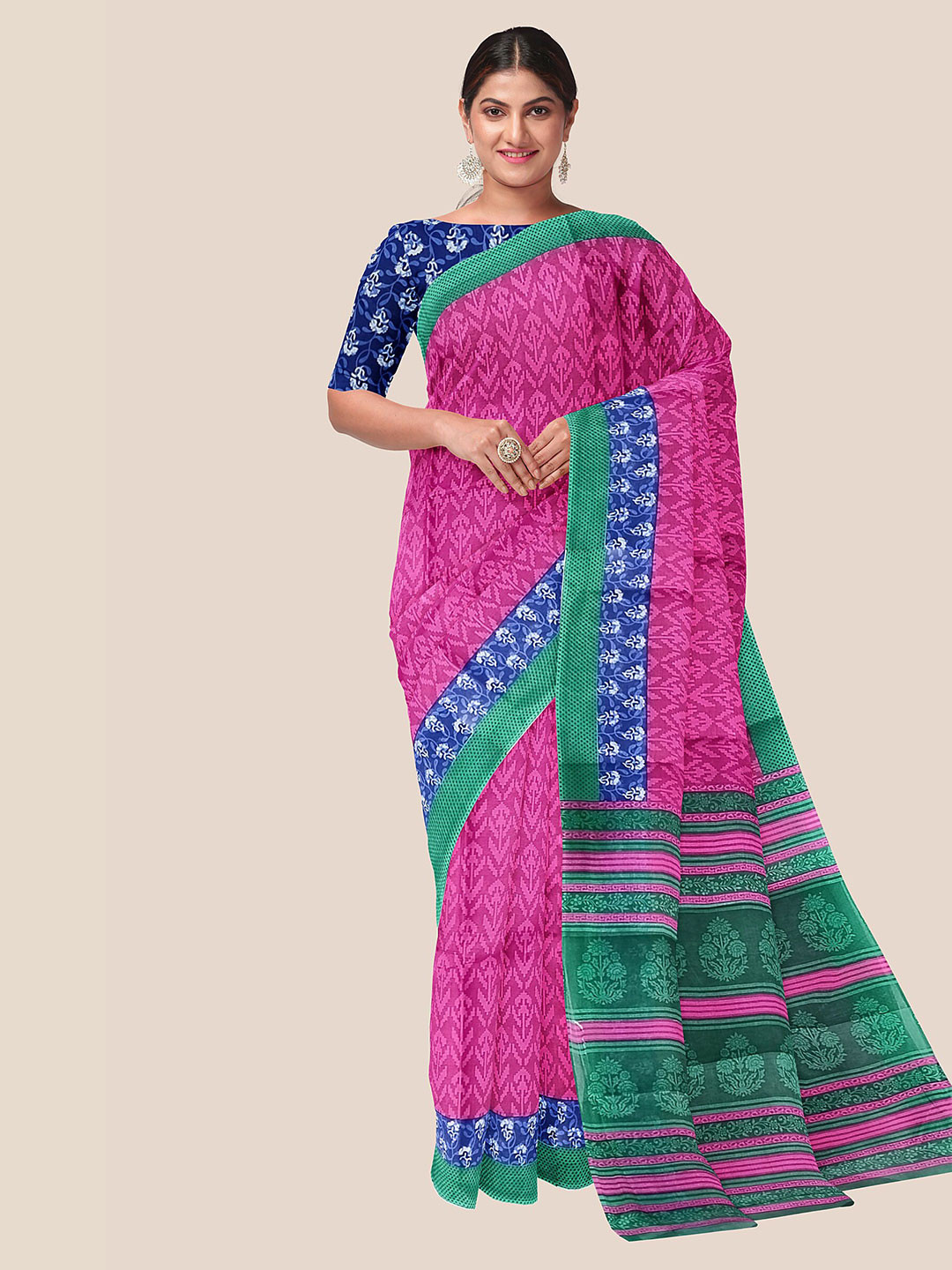 

The Chennai Silks Ethnic Motifs Pure Cotton Saree, Pink