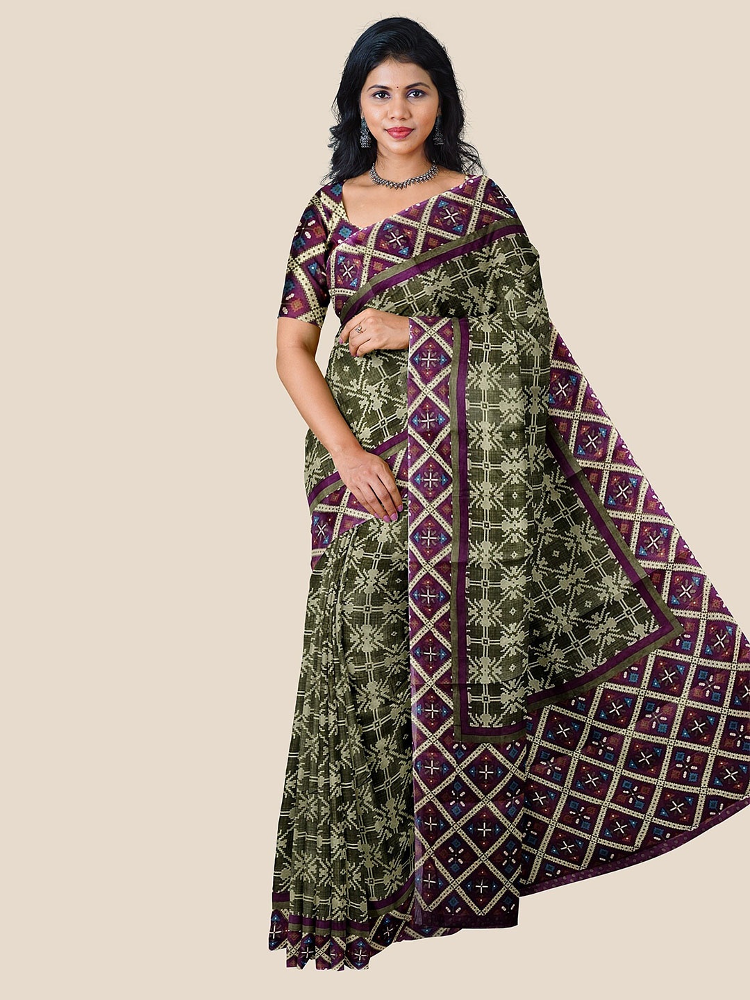 

The Chennai Silks Ethnic Motifs Pure Cotton Saree, Green