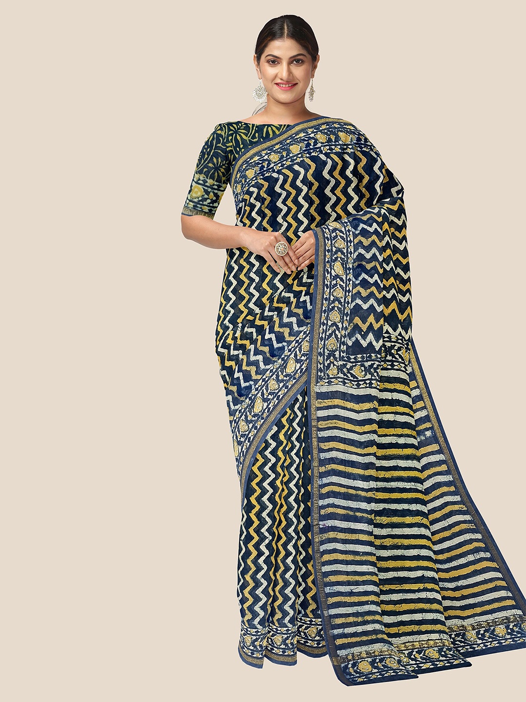 

The Chennai Silks Printed Pure Cotton Saree, Green
