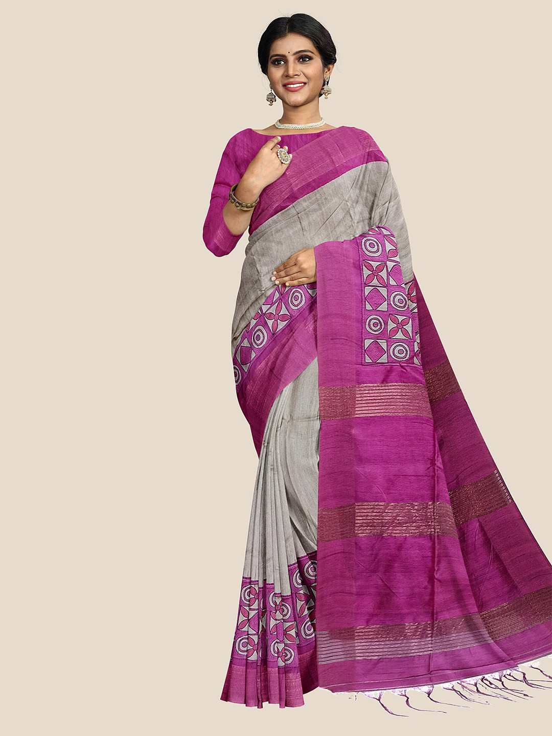 

The Chennai Silks Zari Saree With Blouse, Purple