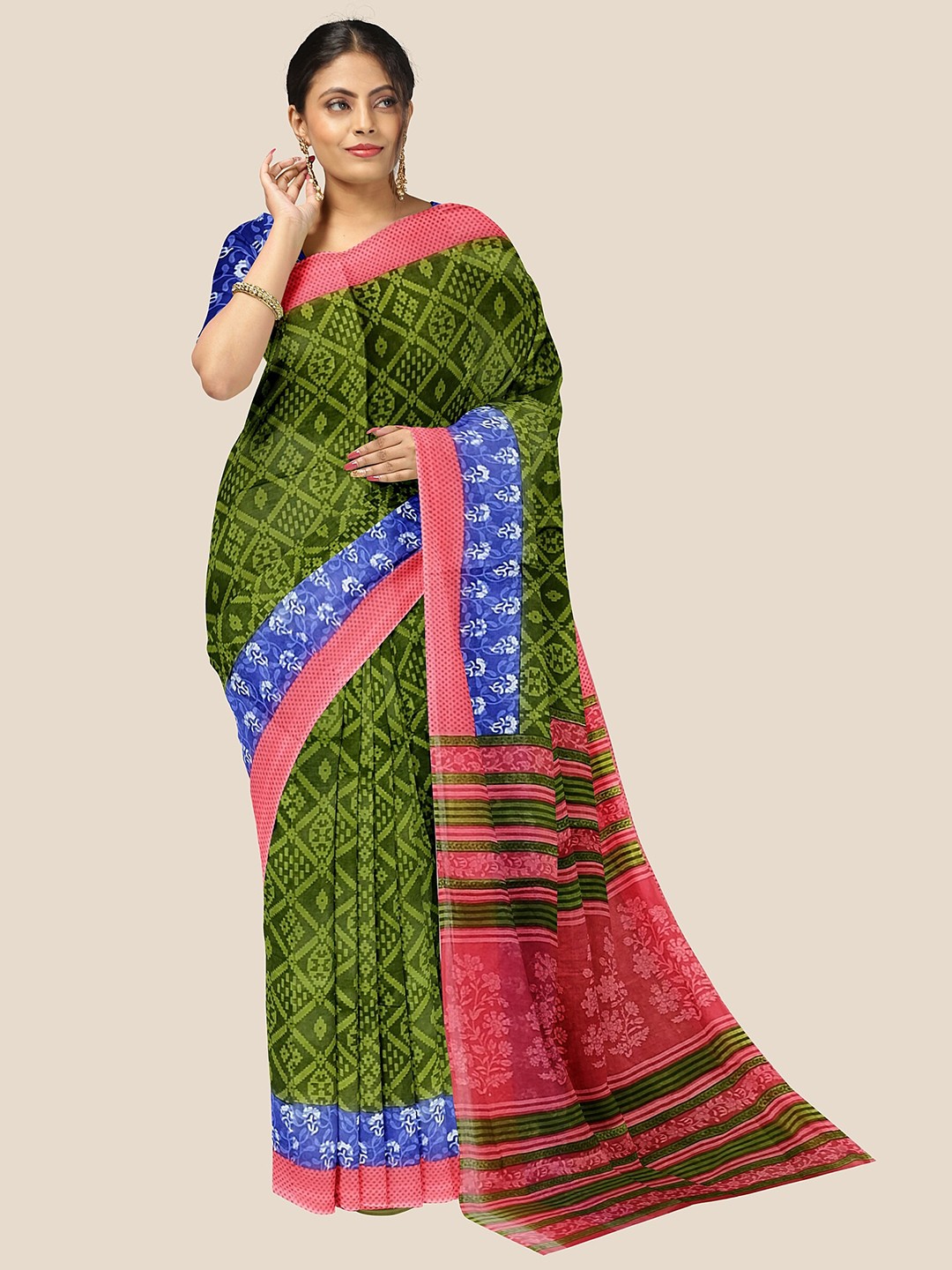 

The Chennai Silks Pure Cotton Bhagalpuri Saree, Green