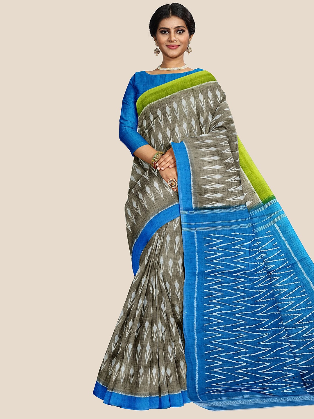 

The Chennai Silks Ethnic Motifs Pure Cotton Saree, Beige