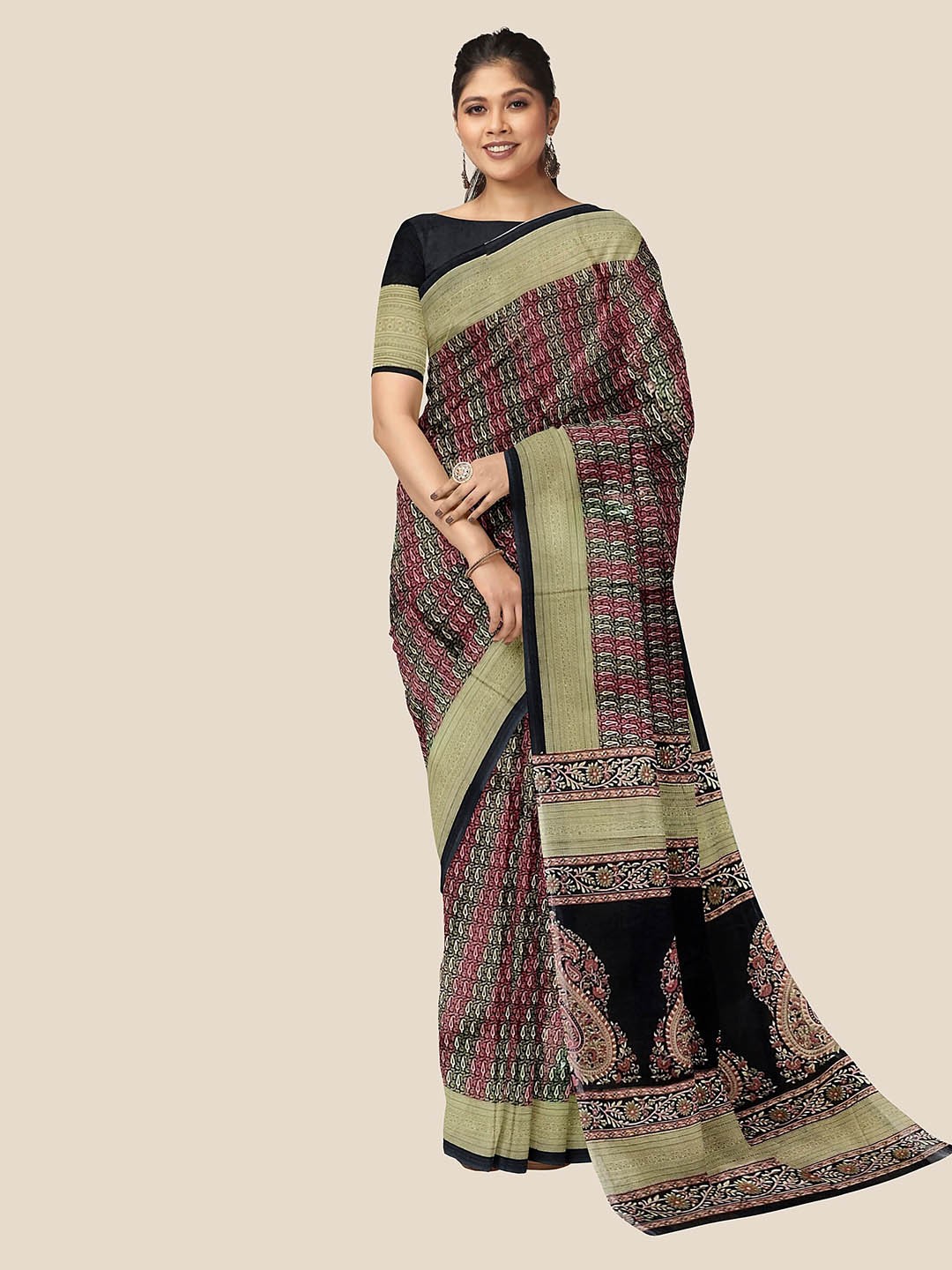 

The Chennai Silks Floral Pure Cotton Saree, Purple