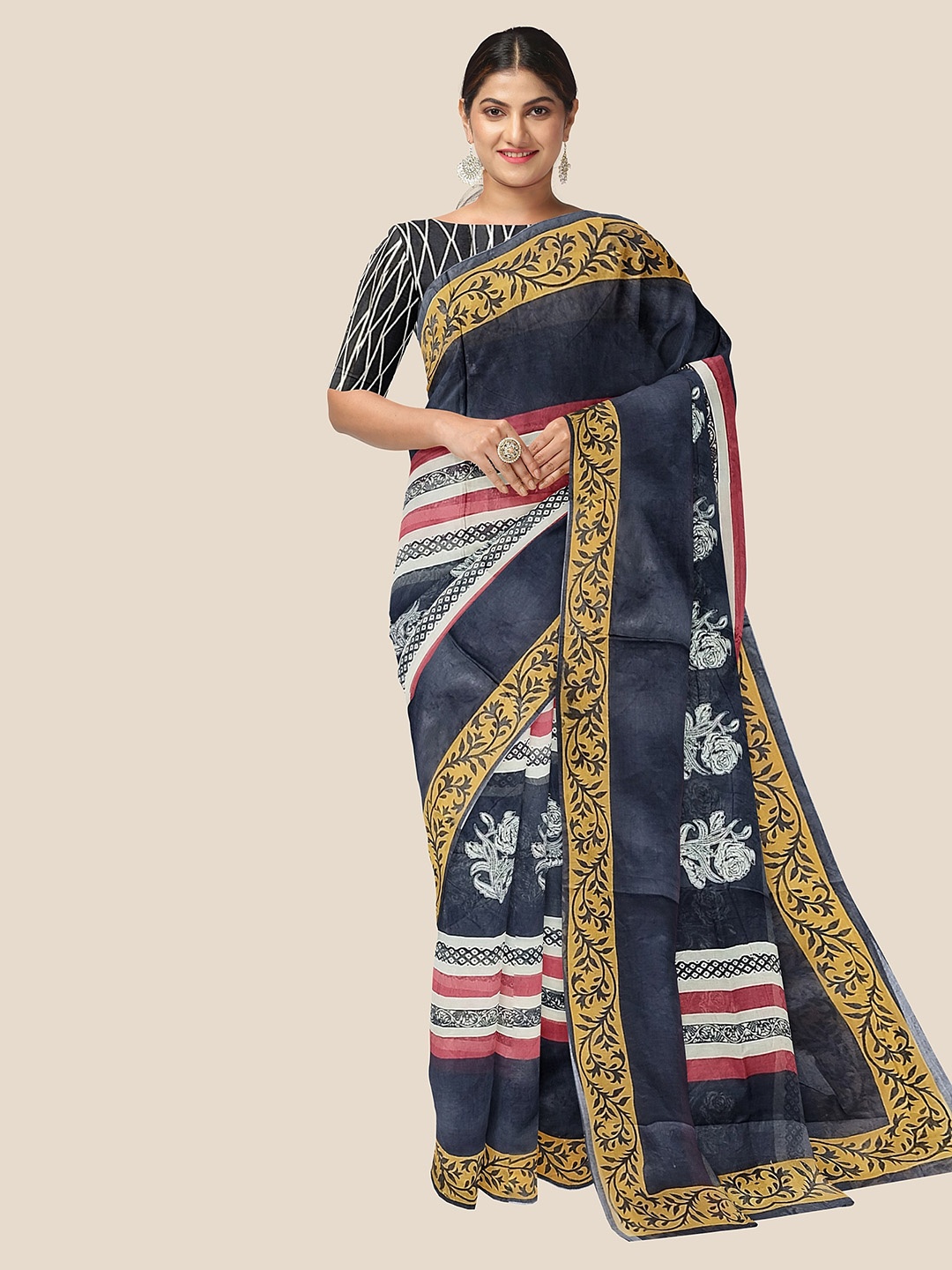 

The Chennai Silks Ethnic Motifs Pure Cotton Saree, Blue