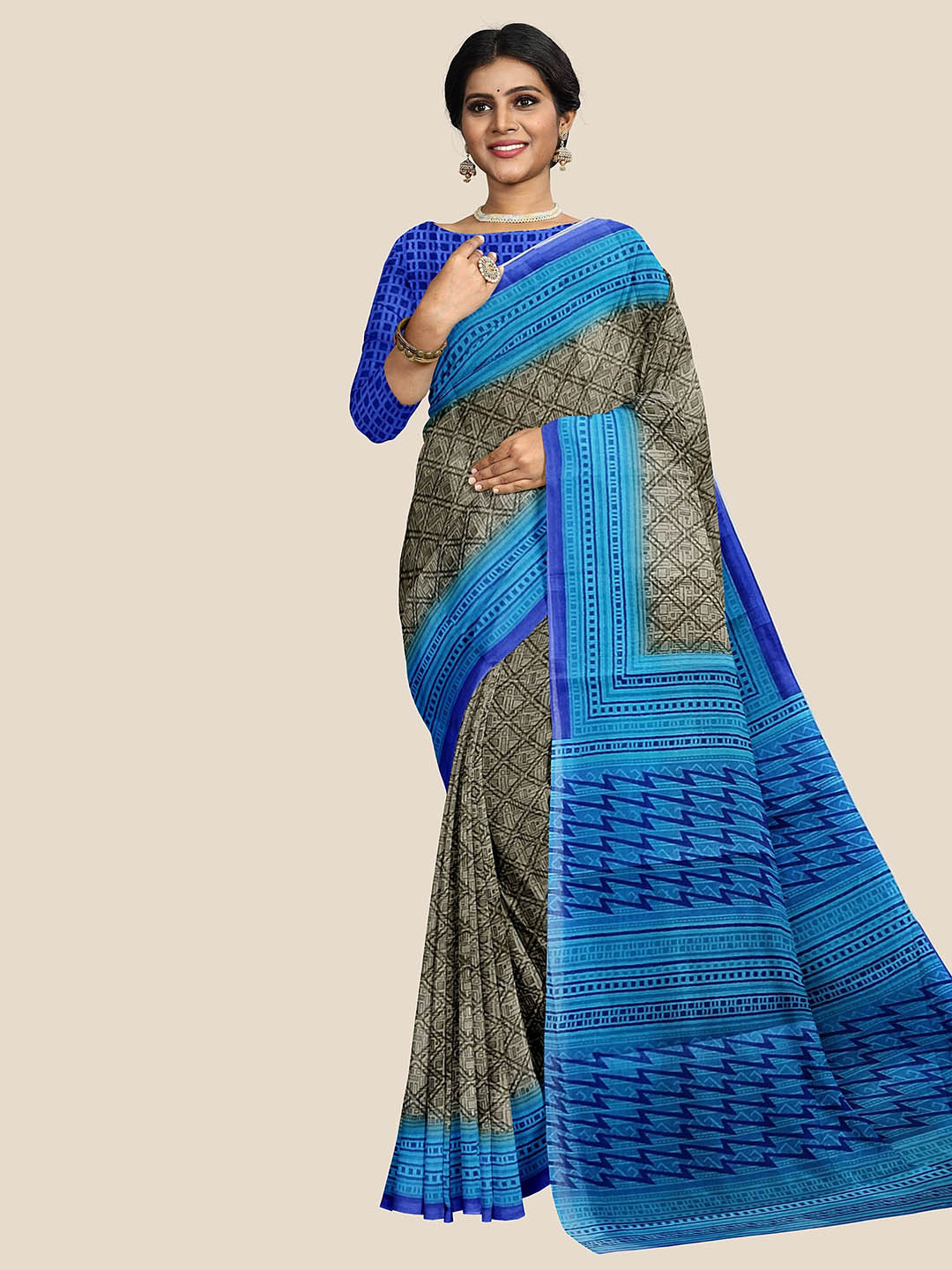 

The Chennai Silks Pure Cotton Saree, Blue