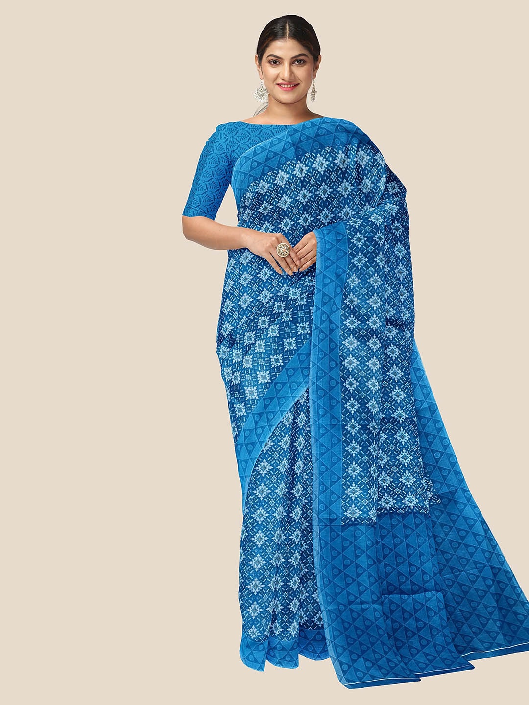 

The Chennai Silks Ethnic Motifs Pure Cotton Saree, Blue