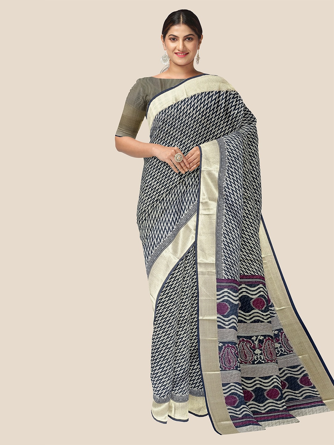 

The Chennai Silks Pure Cotton Saree, Beige
