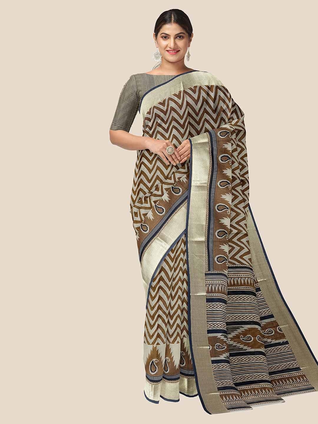 

The Chennai Silks Zari Pure Cotton Saree, Beige