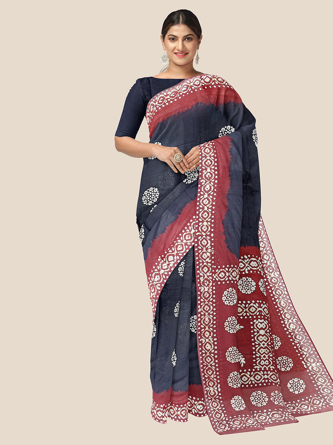 

The Chennai Silks Batik Pure Cotton Saree, Grey