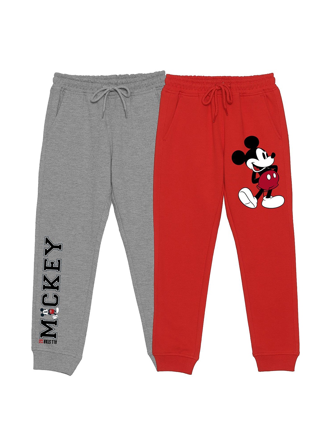 

Disney by Wear Your Mind Kids Pack Of 2 Mickey Mouse Printed Regular Fit Joggers, Red