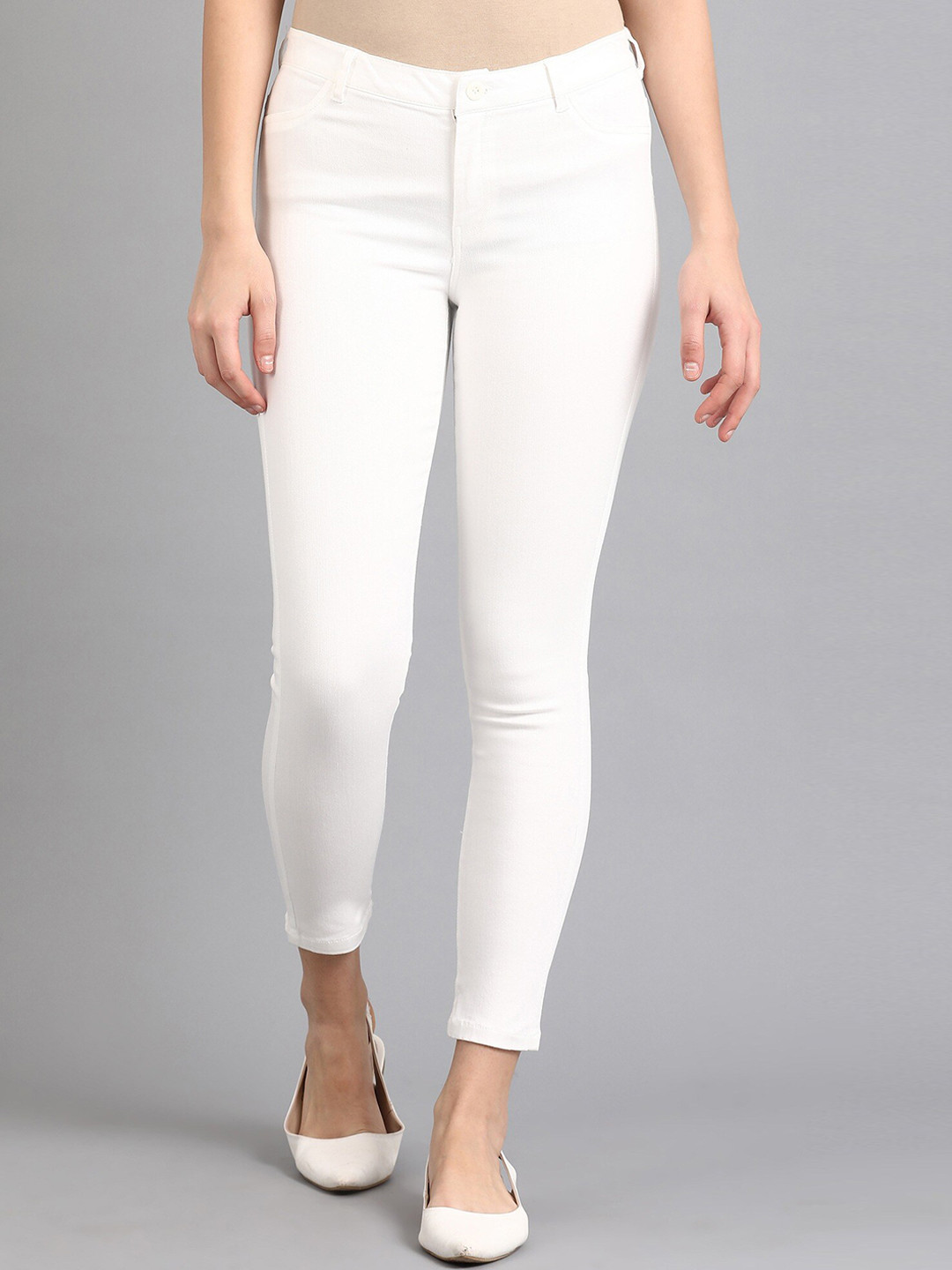 

W Women Cotton Slim Fit Jeans, White