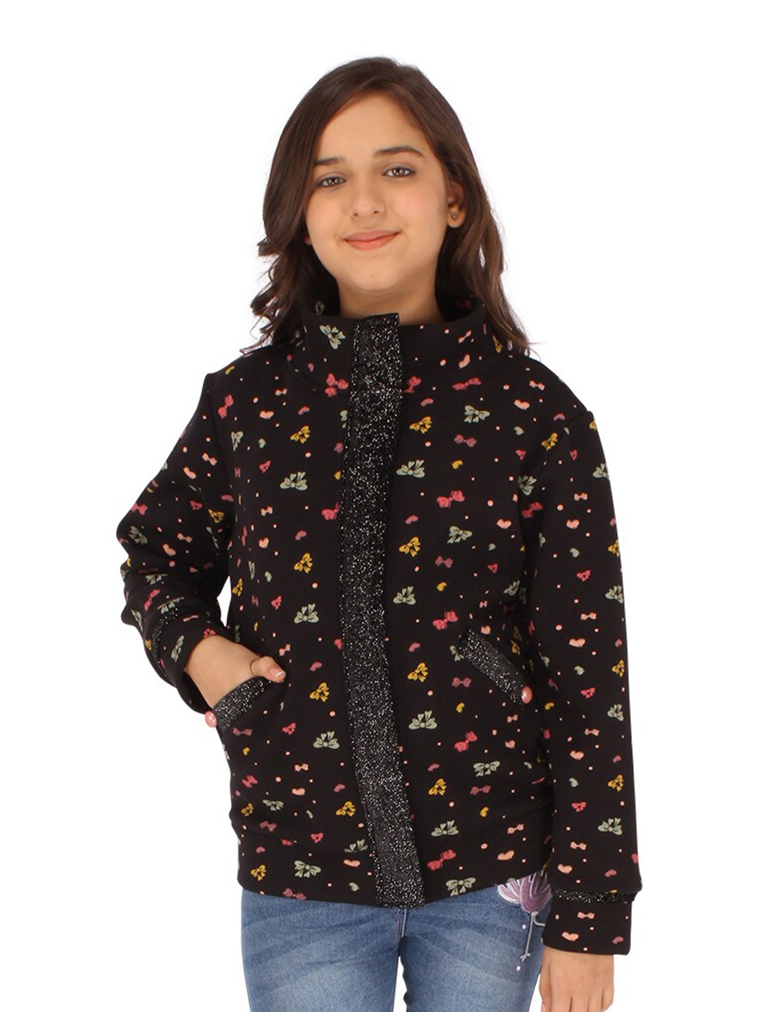 

CUTECUMBER Girls Printed Sweatshirt, Black