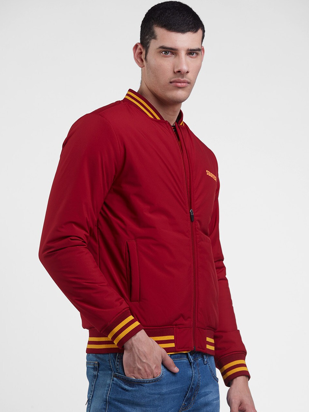 

STARTER Men Bomber Regular Jacket, Maroon