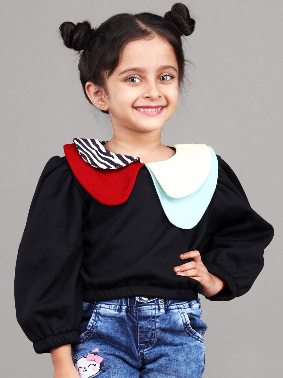 

Beyabella Girls Peter Pan Collar Sweatshirt, Black