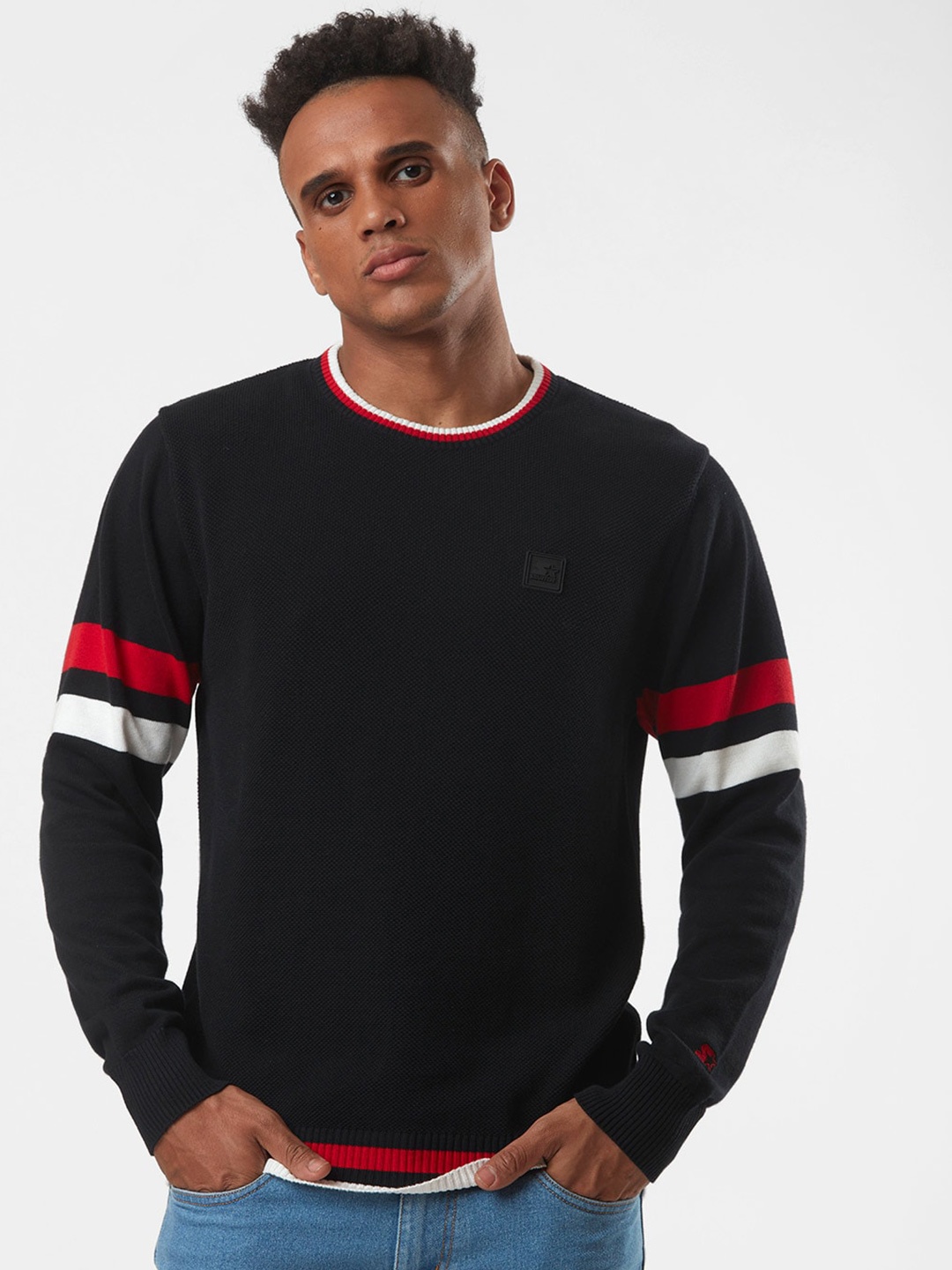 

STARTER Men Long Sleeve Pure Cotton Pullover, Black