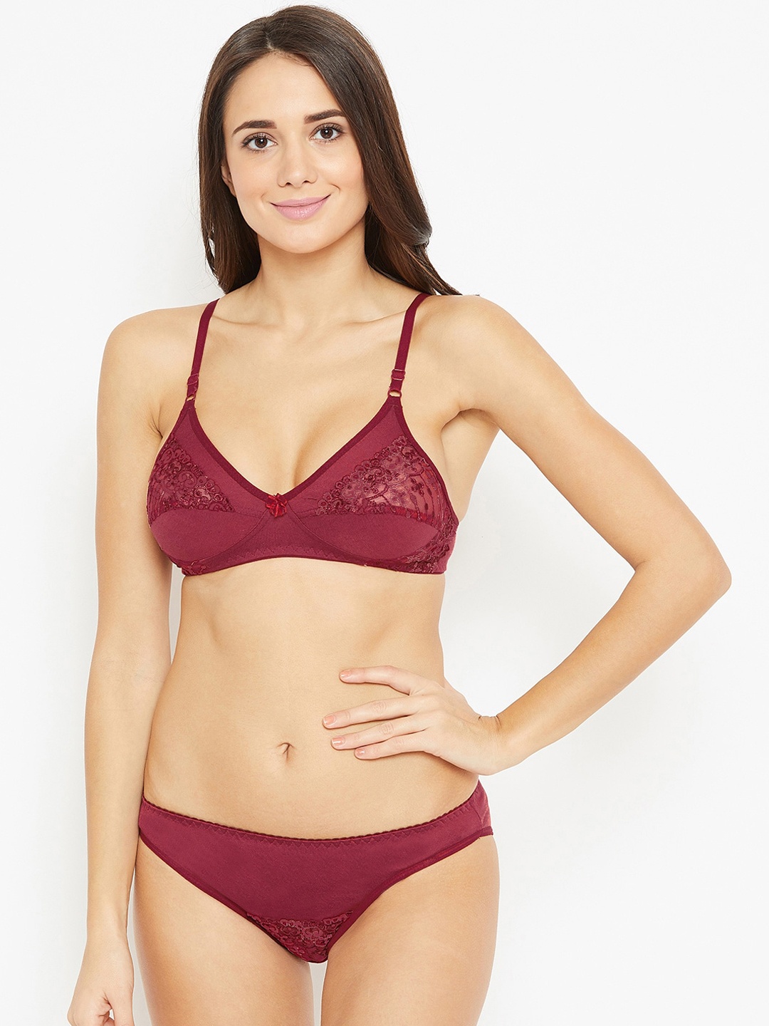 

N-Gal Self-Designed Cotton Lingerie Set, Maroon