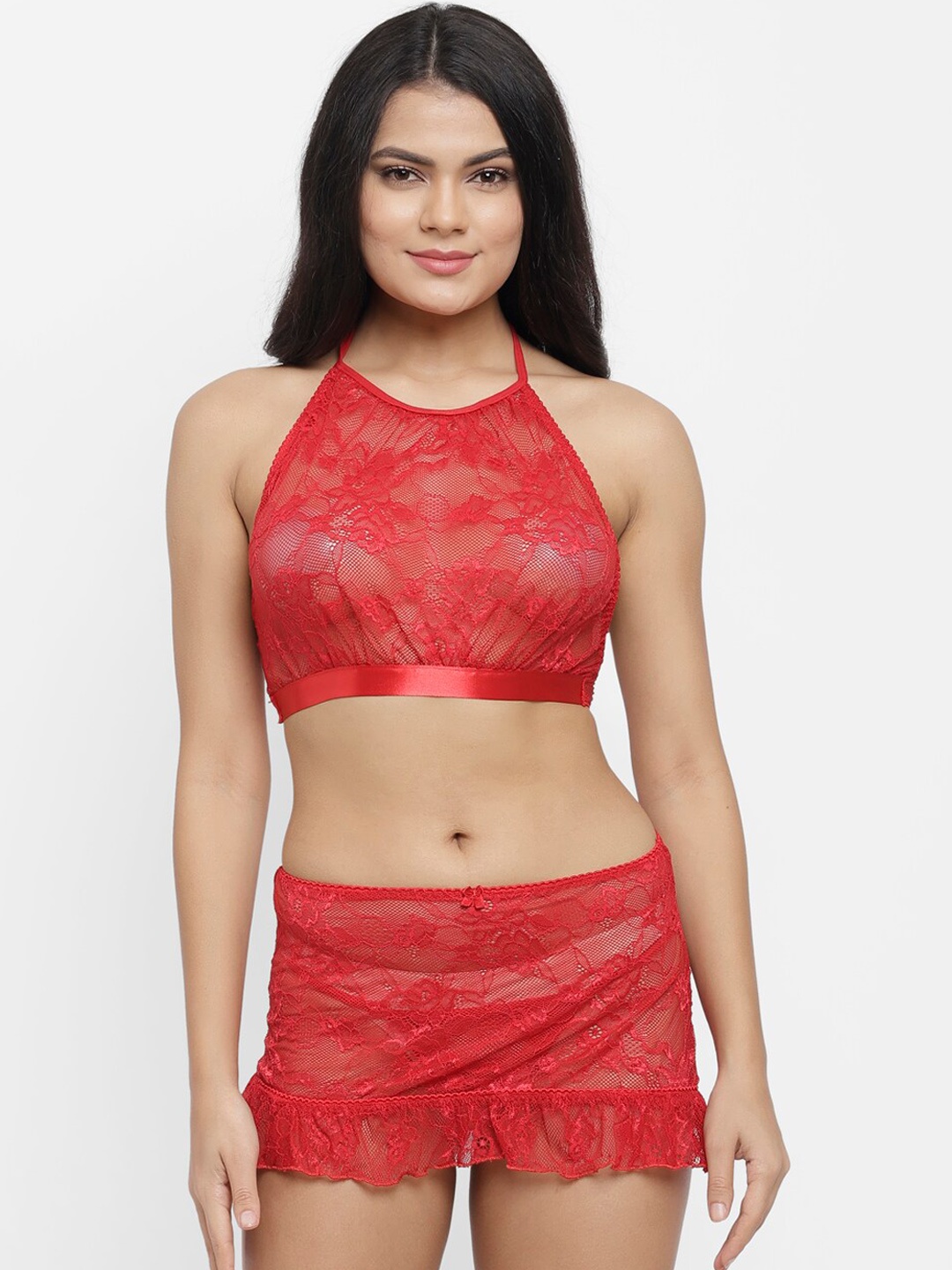 

N-Gal Self-Design Lingerie Set, Red