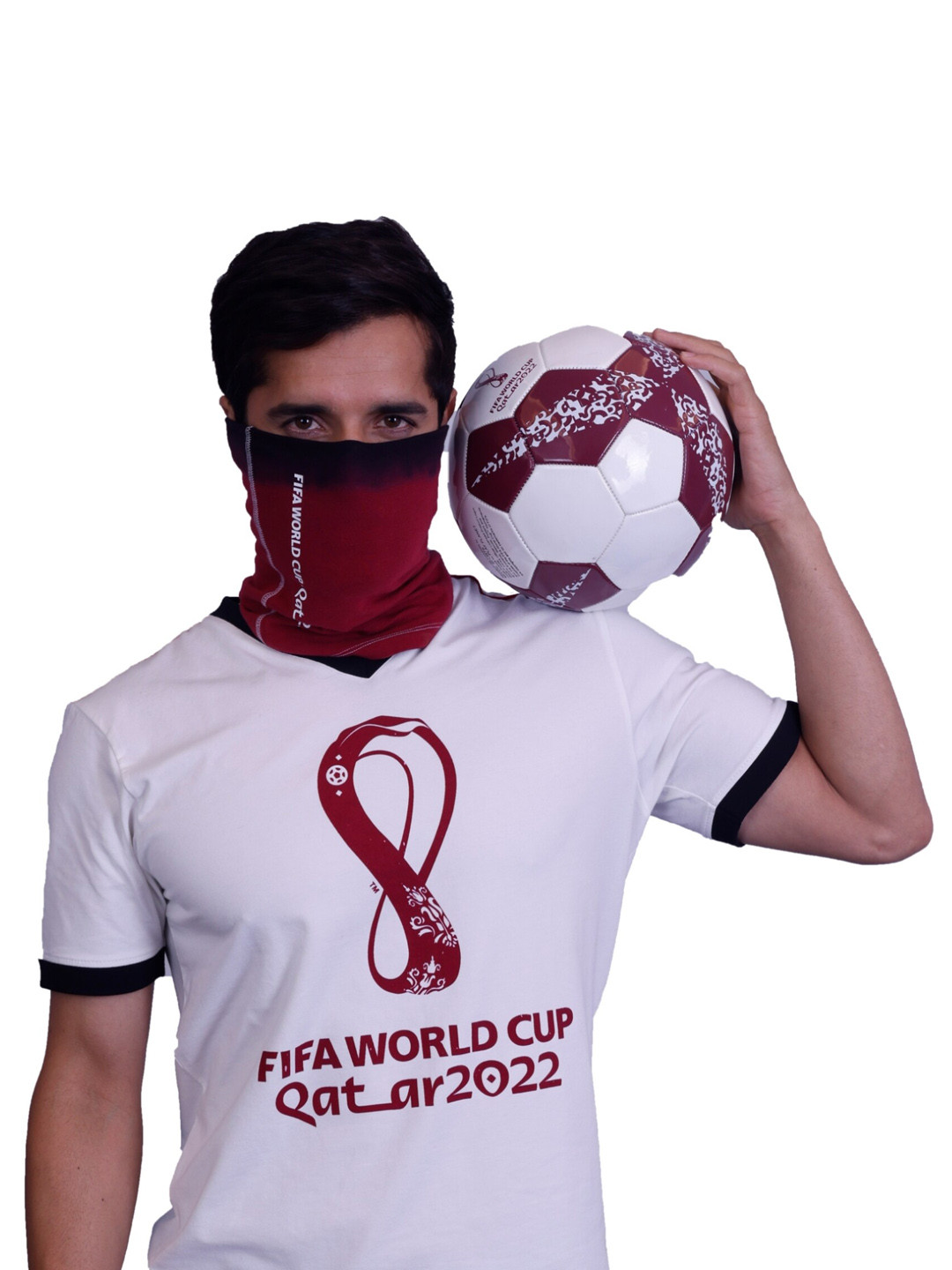 

FREECULTR Men Pack Of 2 FIFA World Cup Qatar 2022 Printed Bamboo & Cotton Bandana, Burgundy