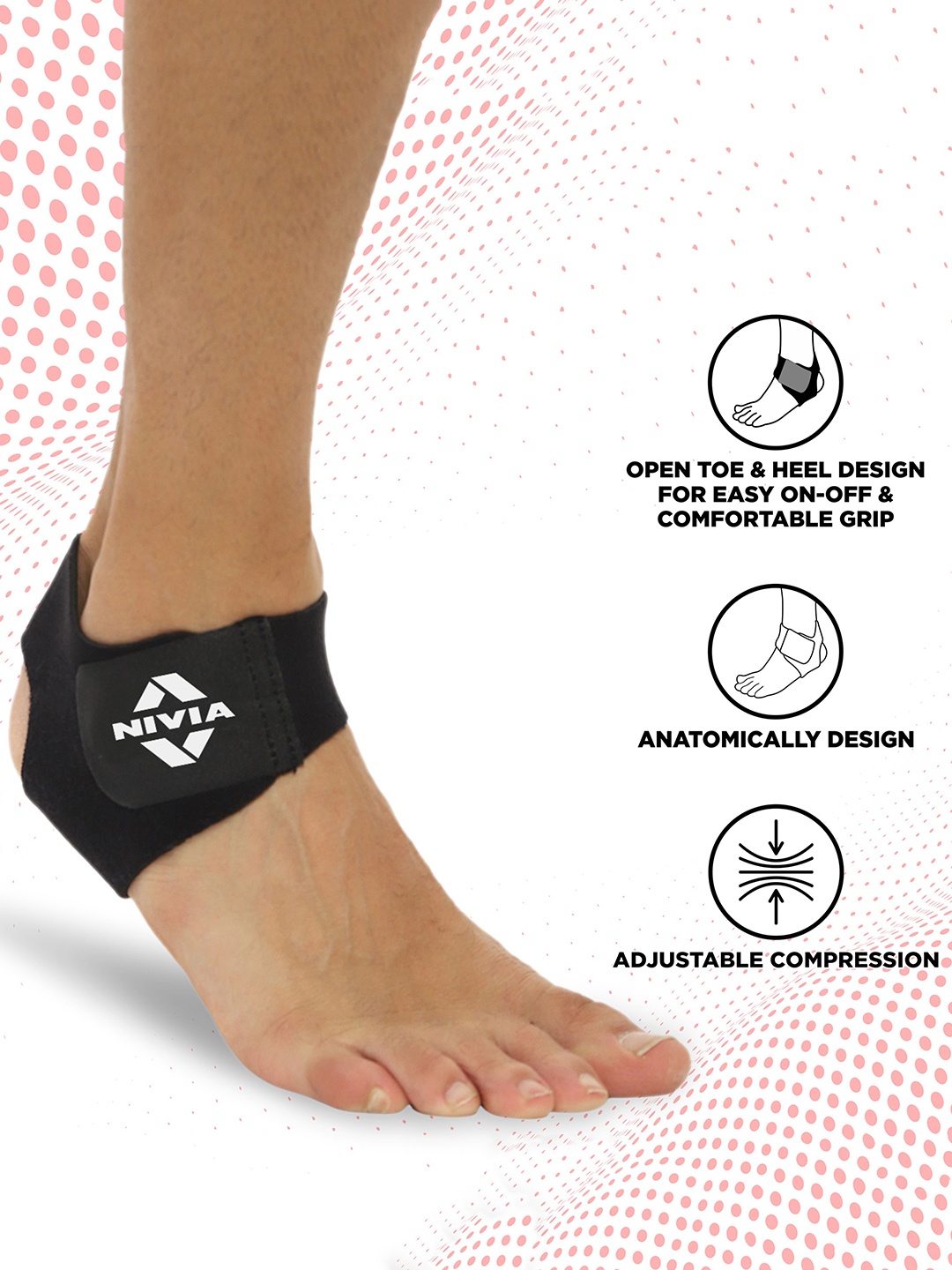 

NIVIA Printed Orthopedic Basic Ankle Support, Black
