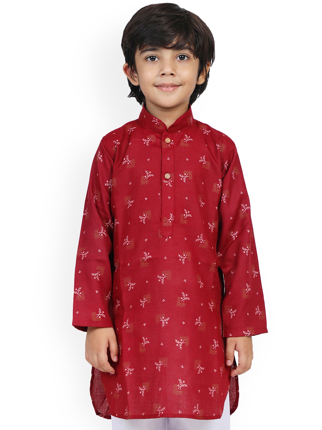

Aj DEZInES Boys Ethnic Motifs Printed Pure Cotton Kurta with Pyjamas, Maroon