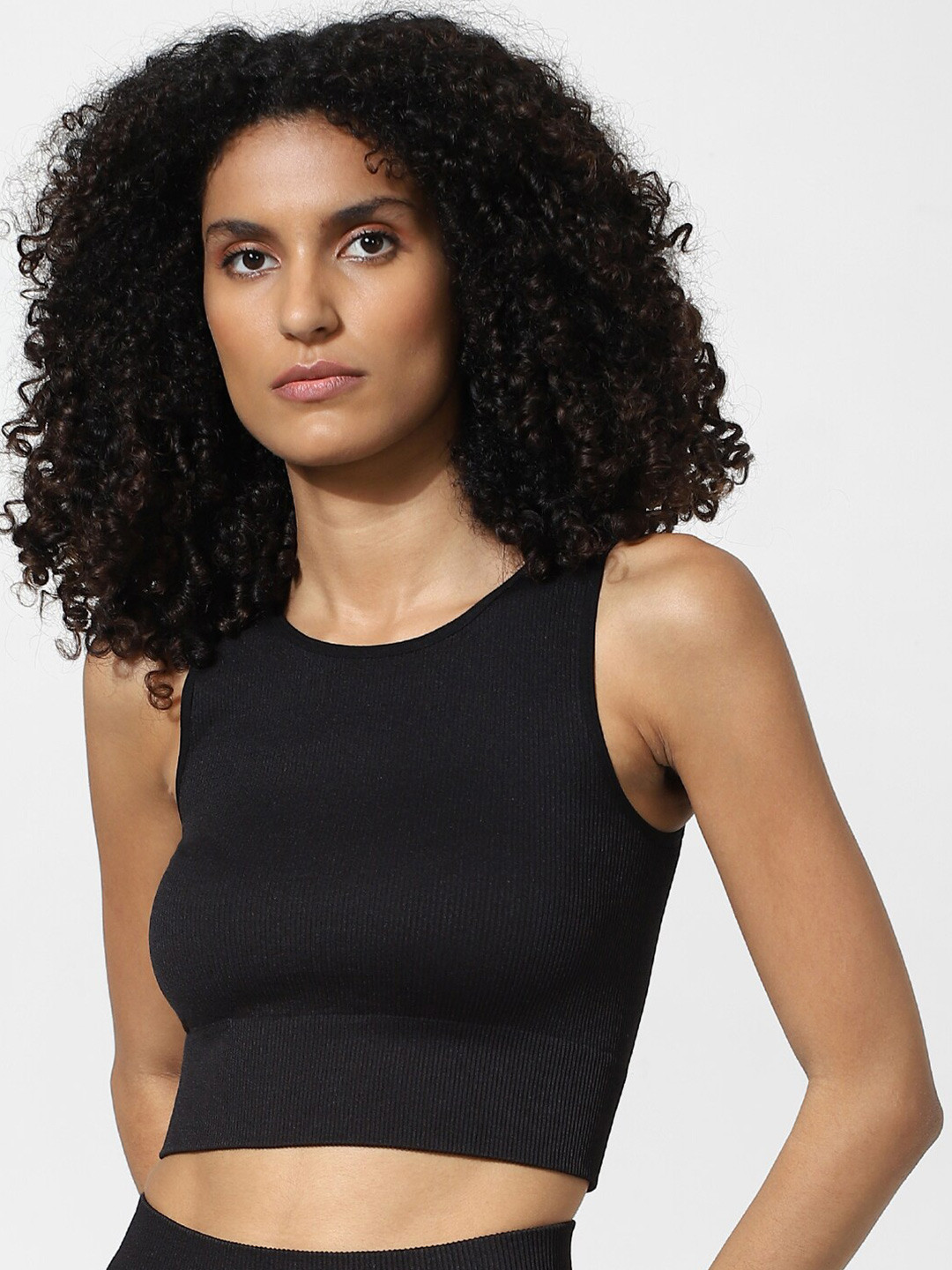 

ONLY Round Neck Tank Crop Top, Black