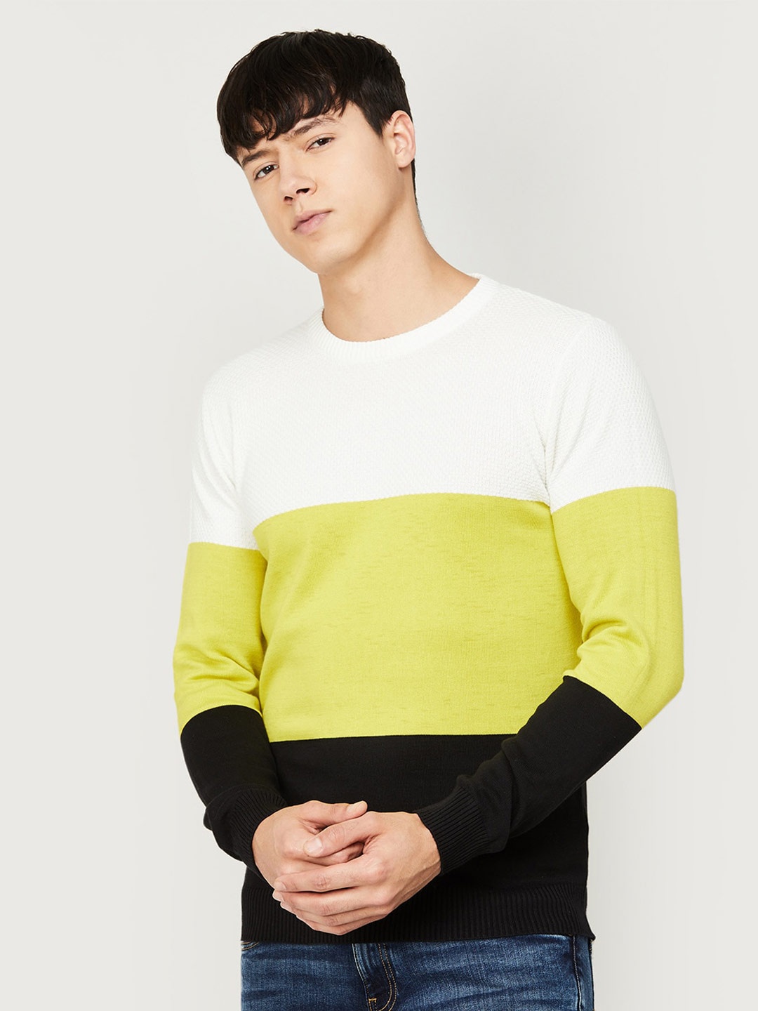 

Forca Men Colourblocked Cotton Pullover Sweatshirt, White