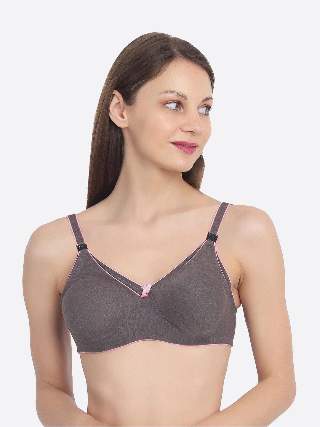 

MYLO ESSENTIALS Cotton Maternity Non Padded & Non Wired Nursing Bra, Grey