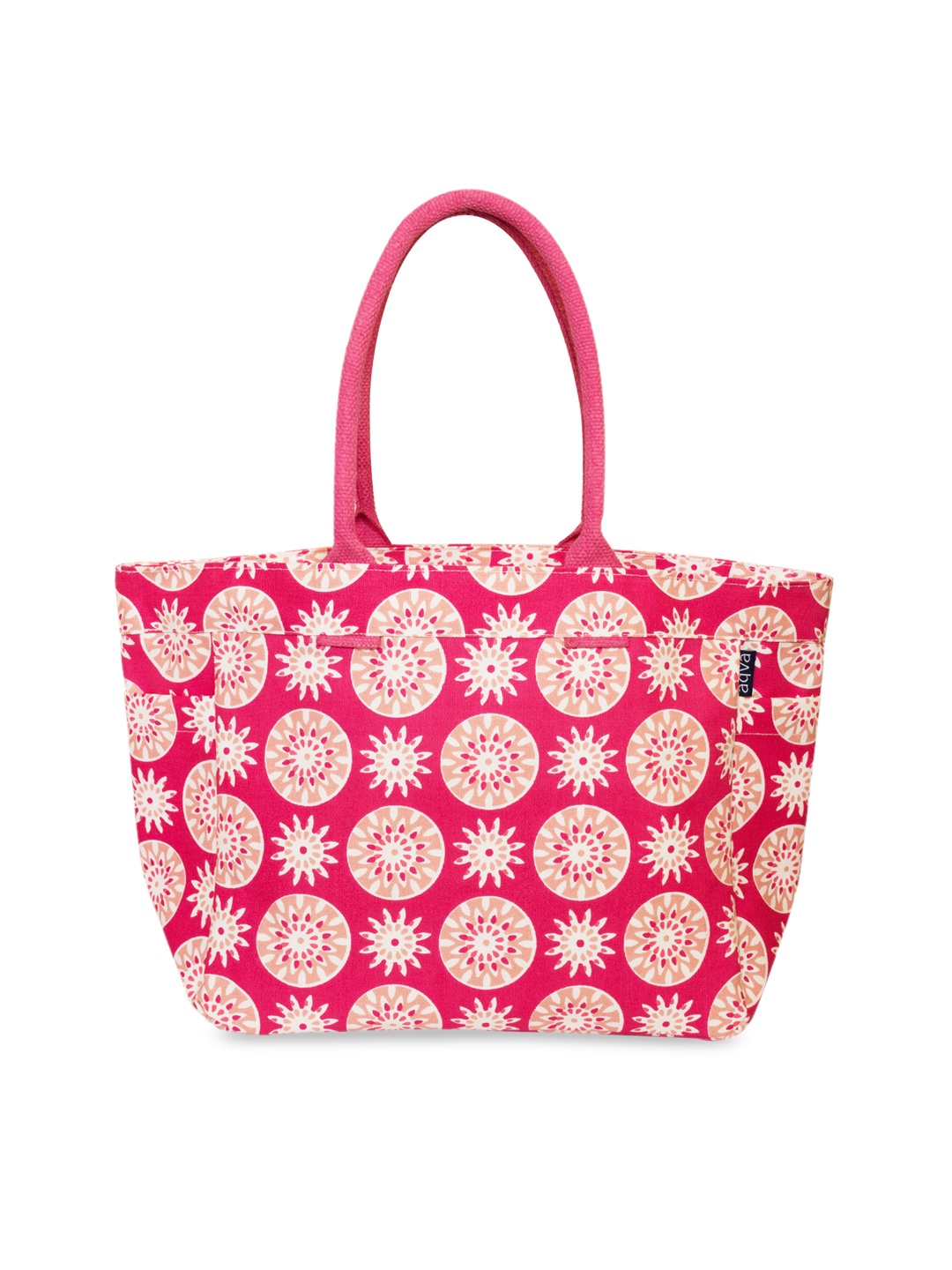 

AQVA Cotton Ethnic Motifs Printed Oversized Shopper Tote Bag, Pink