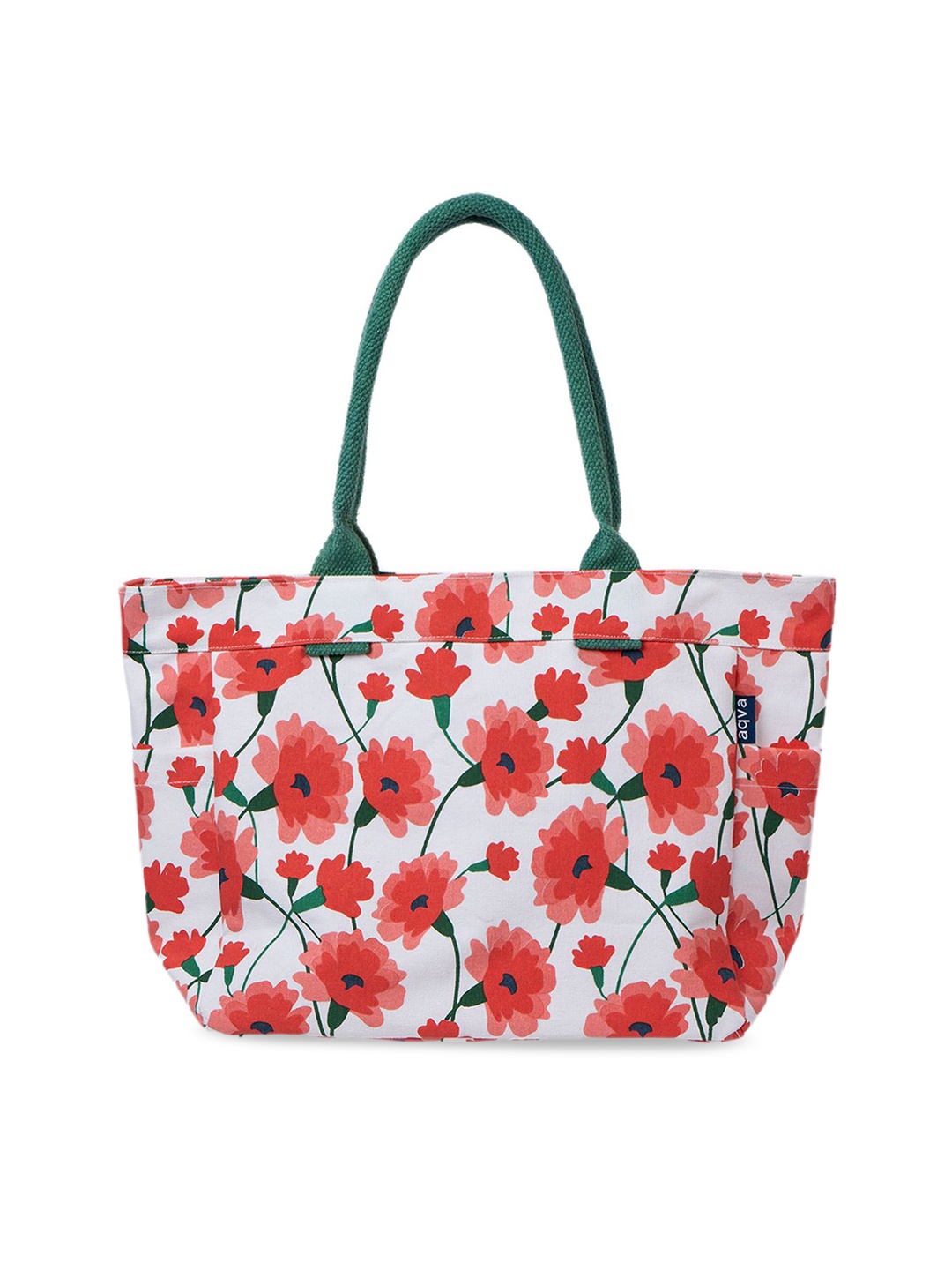 

AQVA Cotton Printed Shopper Tote Bag, Red