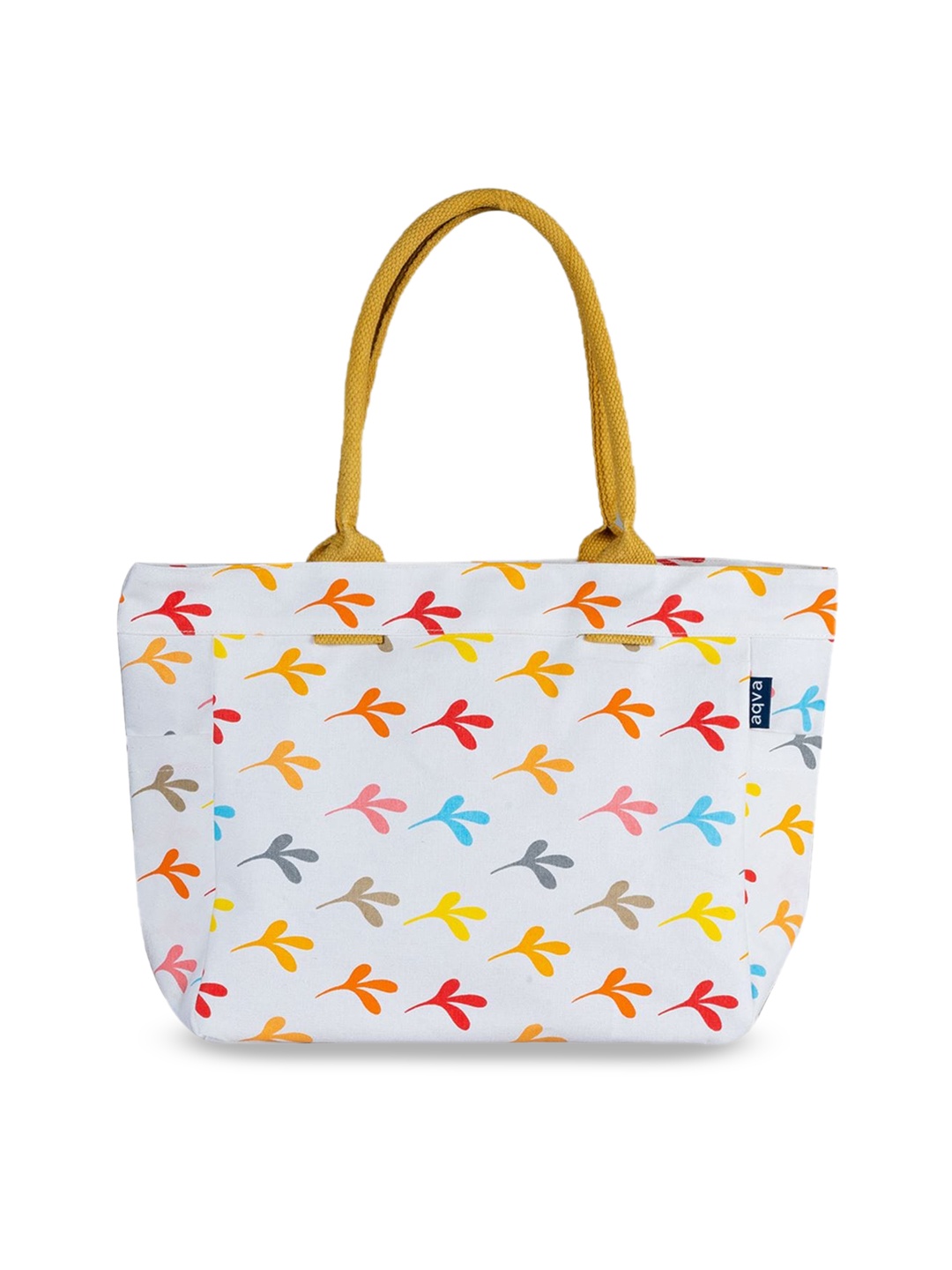 

AQVA Floral Printed Oversized Structured Cotton Tote Bag, Off white